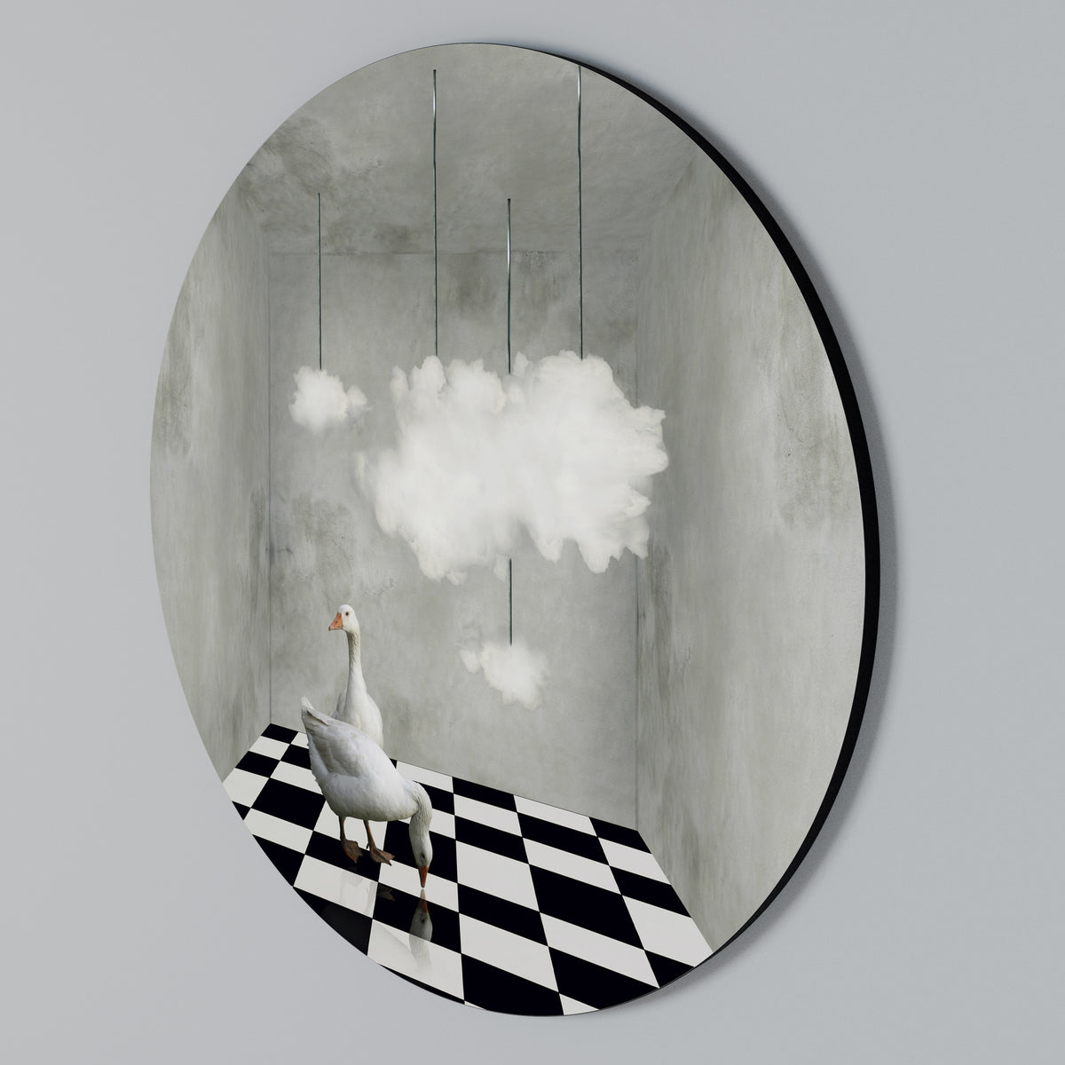 CHESS CLOUD SWAN Kulatá nástěnná dekorace