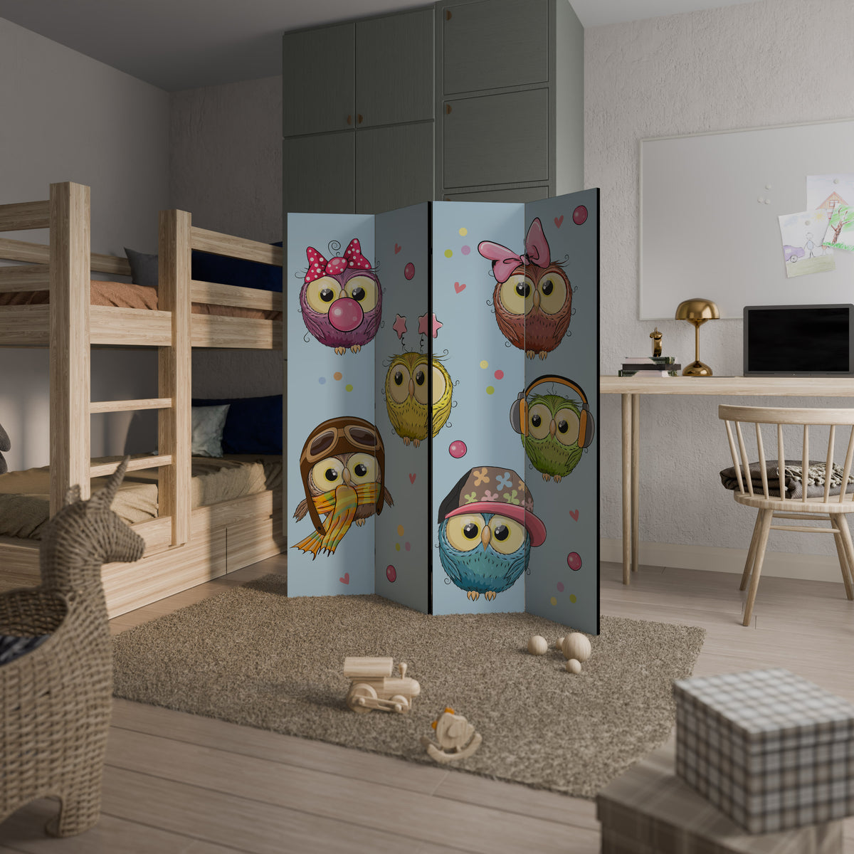 OWLY SQUAD 4dílný paraván