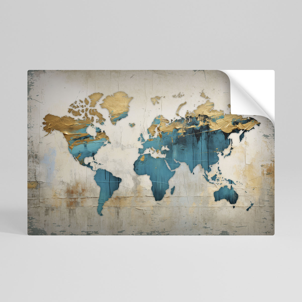 AZURE GILDED MAP Vodorovný samolepicí plakát