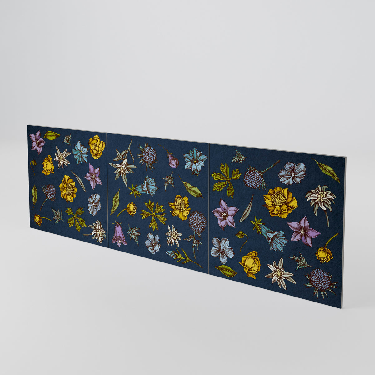 FLOWERS ON NAVY BLUE Sada 3 ks dvířek ke komodě