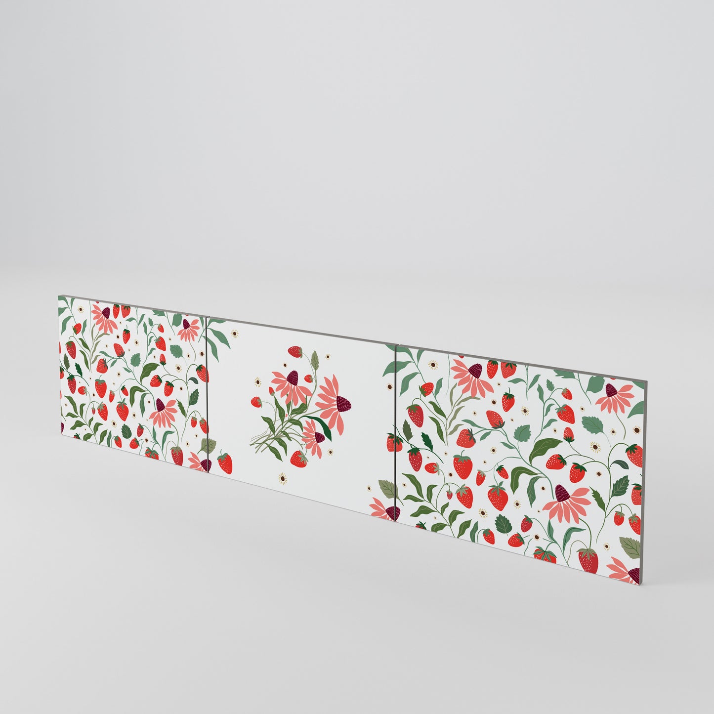FLOWERS AND STRAWBERRIES Sada 3 ks dvířek k TV stolku