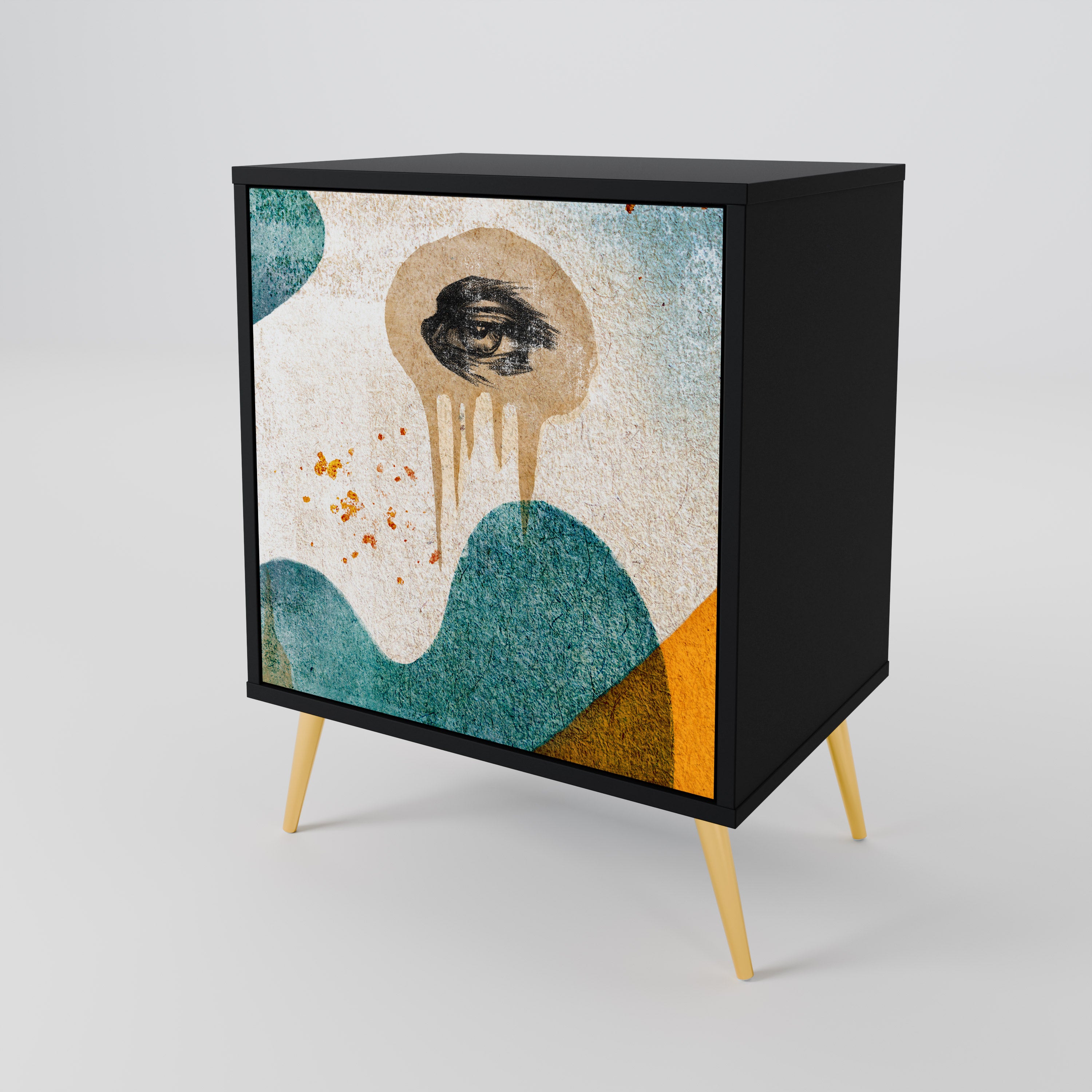 ABSTRACT FACES 1-Door Sideboard