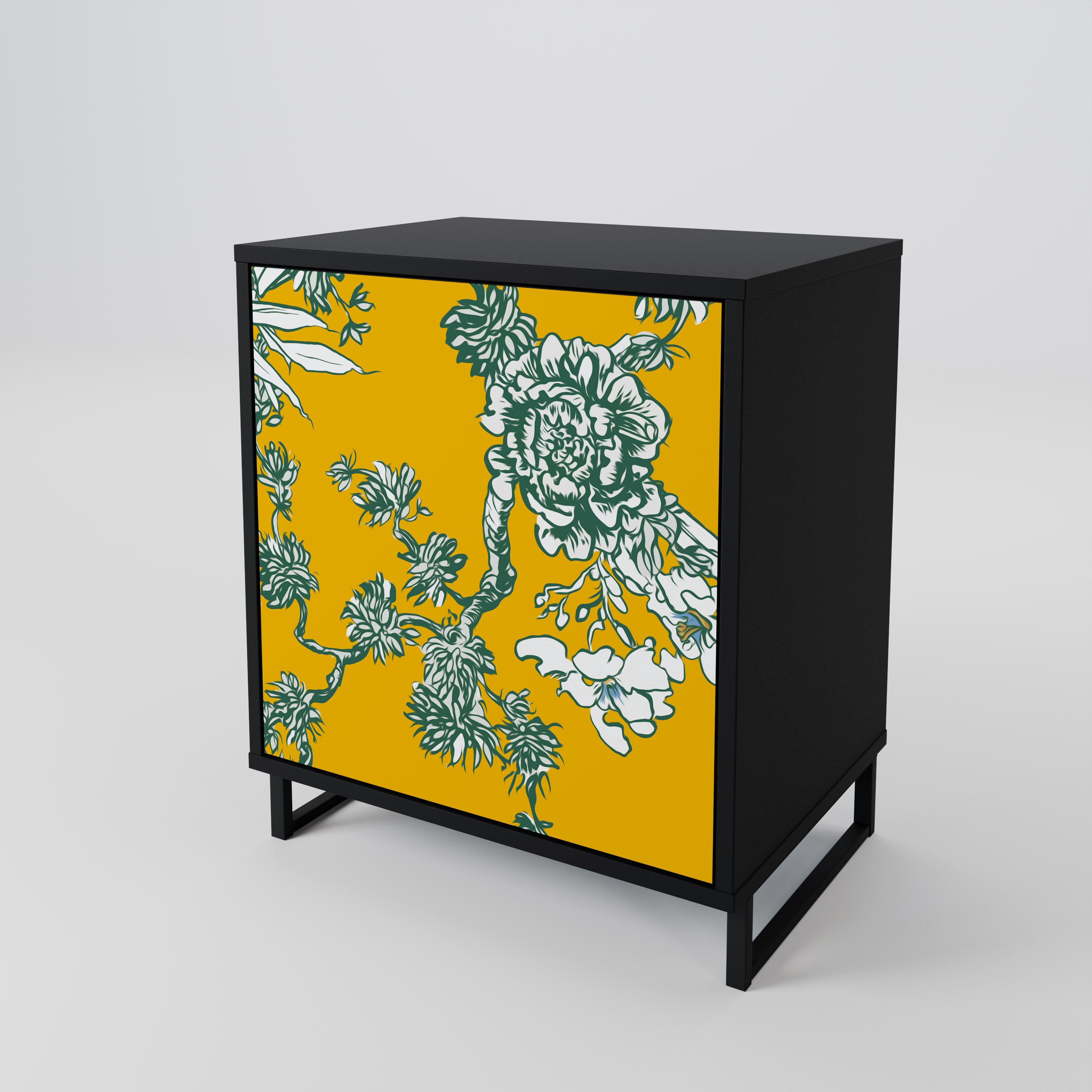 YELLOW CHINOISERIE 1-Door Sideboard