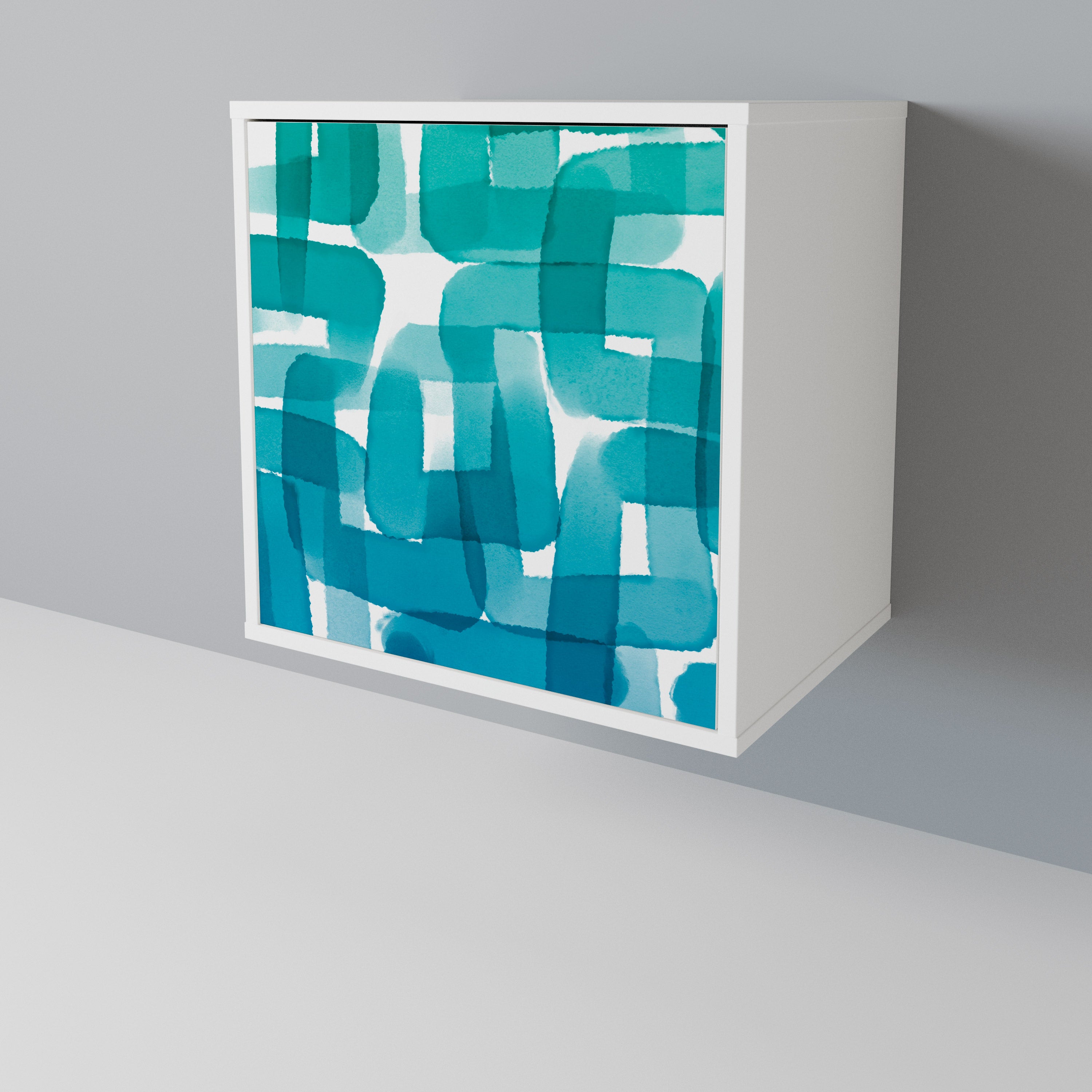 TURQUOISE RECTANGLES Jednodveřová komoda