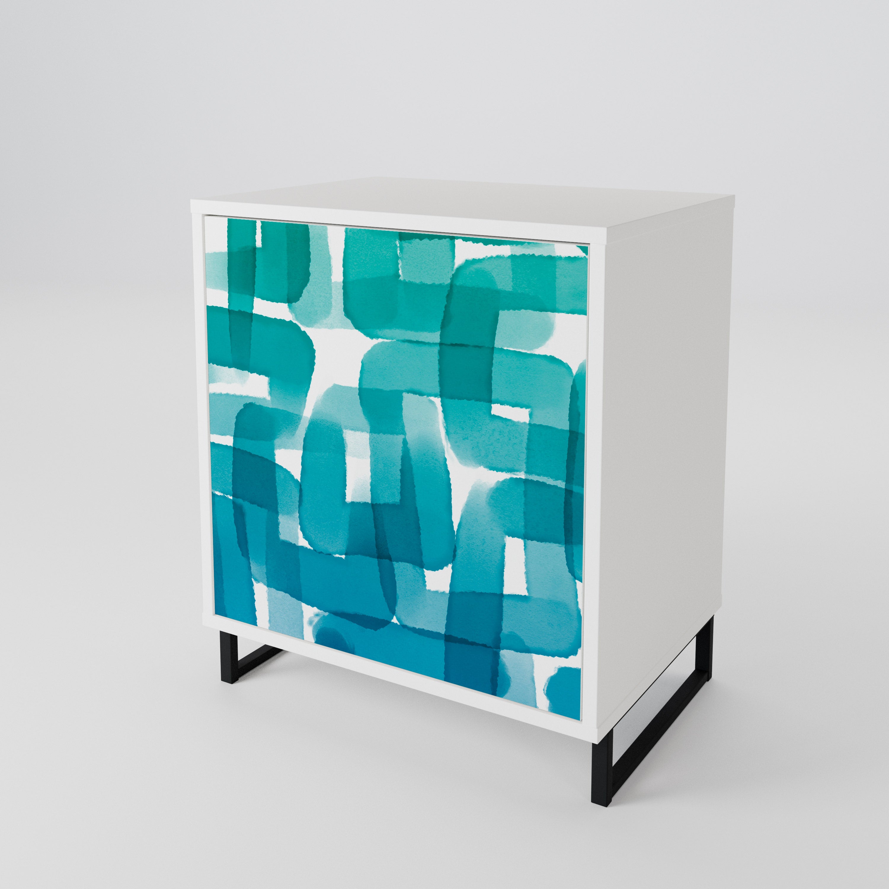 TURQUOISE RECTANGLES Jednodveřová komoda
