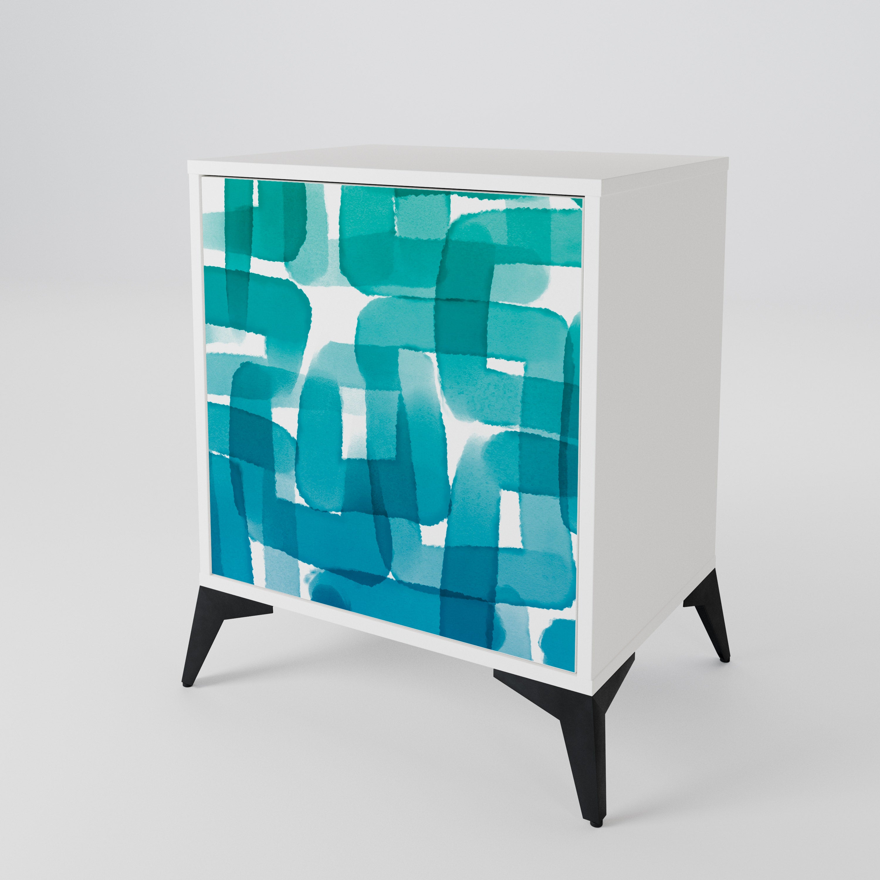 TURQUOISE RECTANGLES Jednodveřová komoda