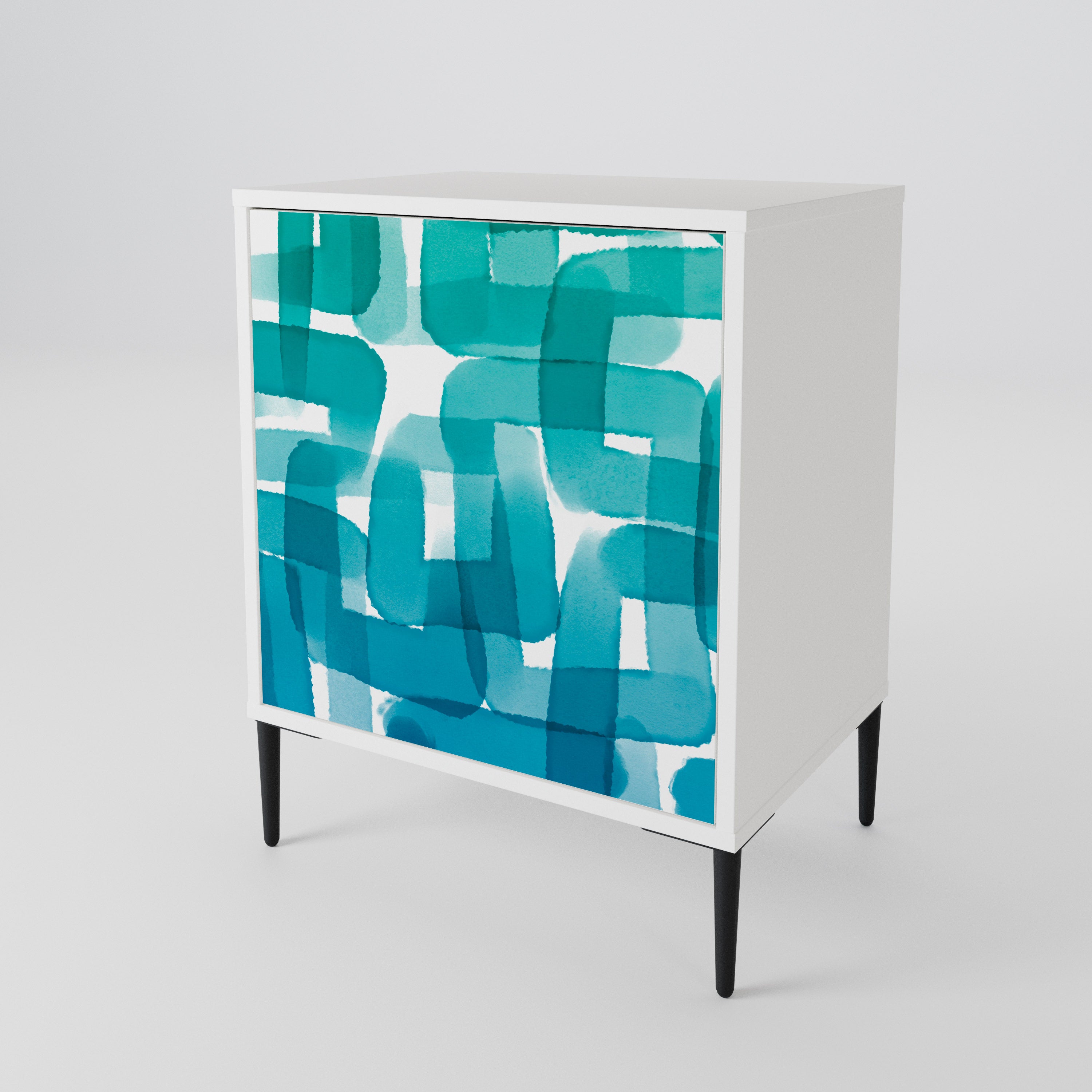 TURQUOISE RECTANGLES Jednodveřová komoda