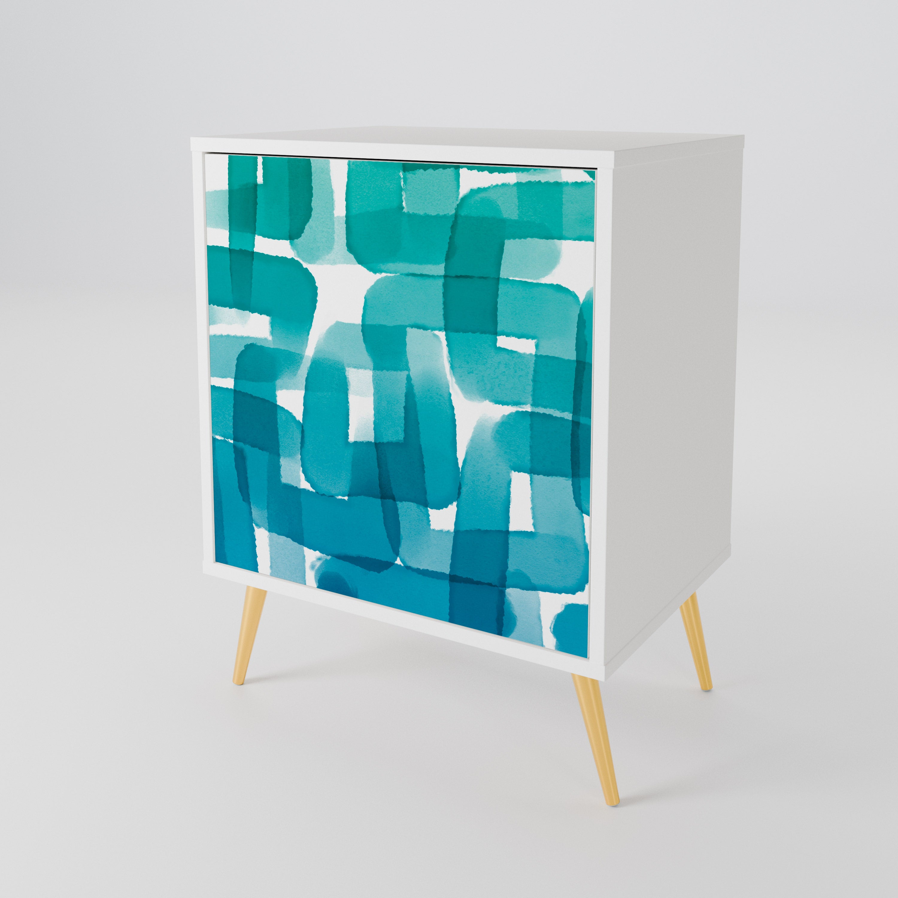 TURQUOISE RECTANGLES Jednodveřová komoda