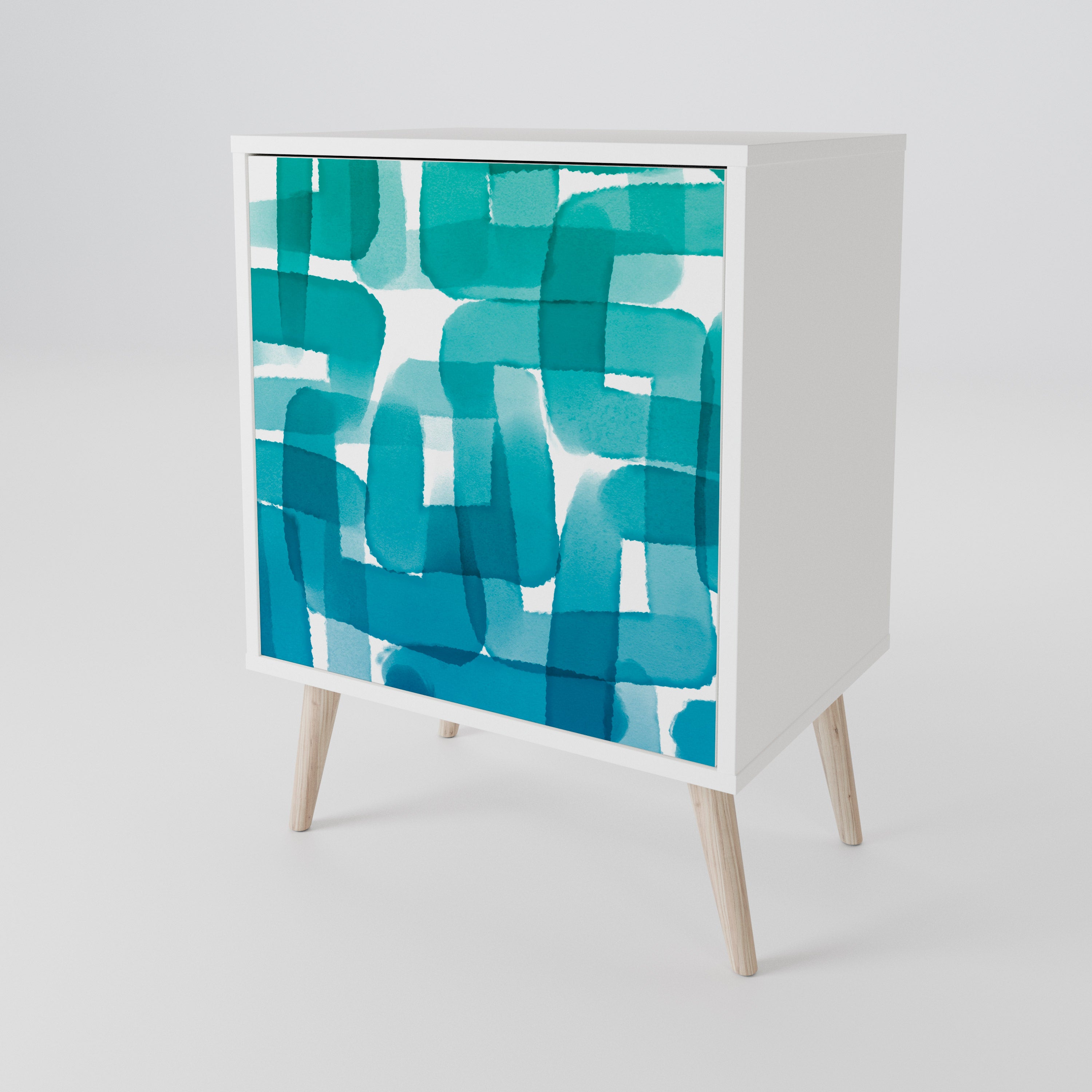 TURQUOISE RECTANGLES Jednodveřová komoda
