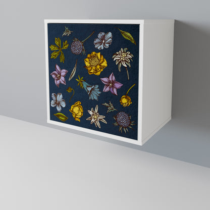FLOWERS ON NAVY BLUE Jednodveřová komoda