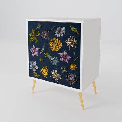 FLOWERS ON NAVY BLUE Jednodveřová komoda