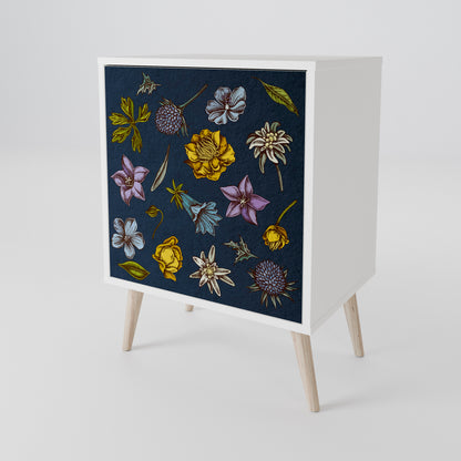 FLOWERS ON NAVY BLUE Jednodveřová komoda