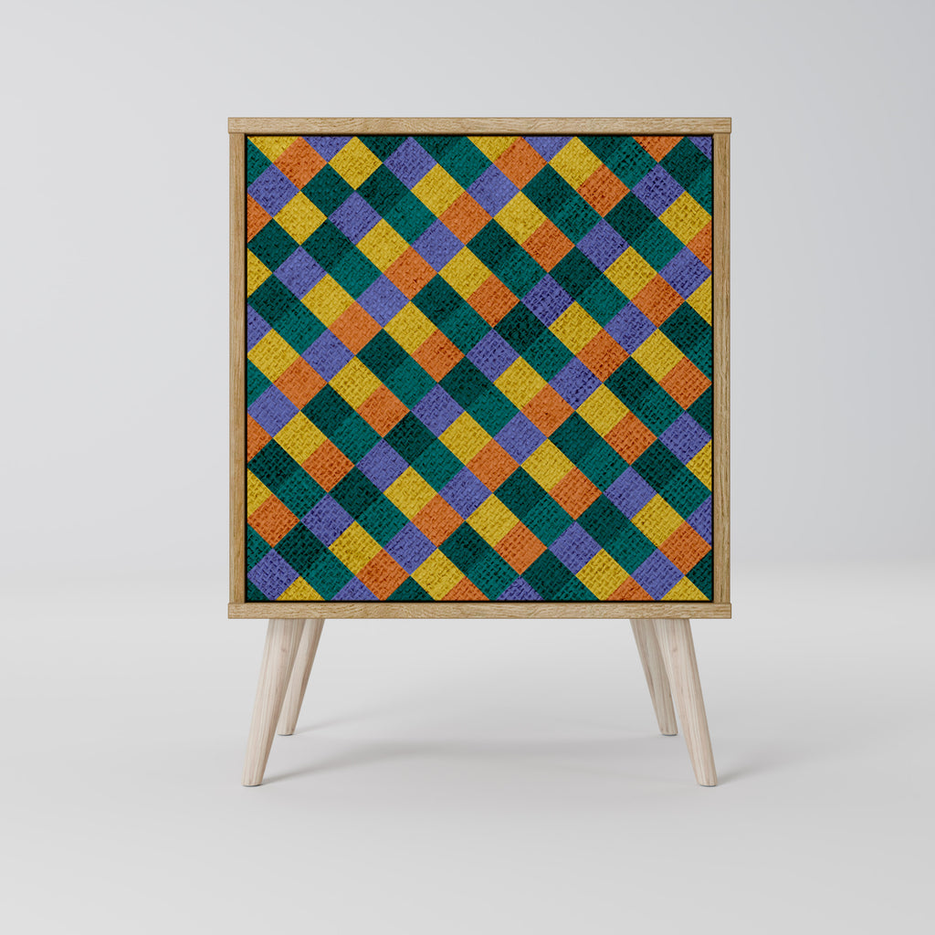 PAINTED SQUARES MIX Jednodveřová komoda