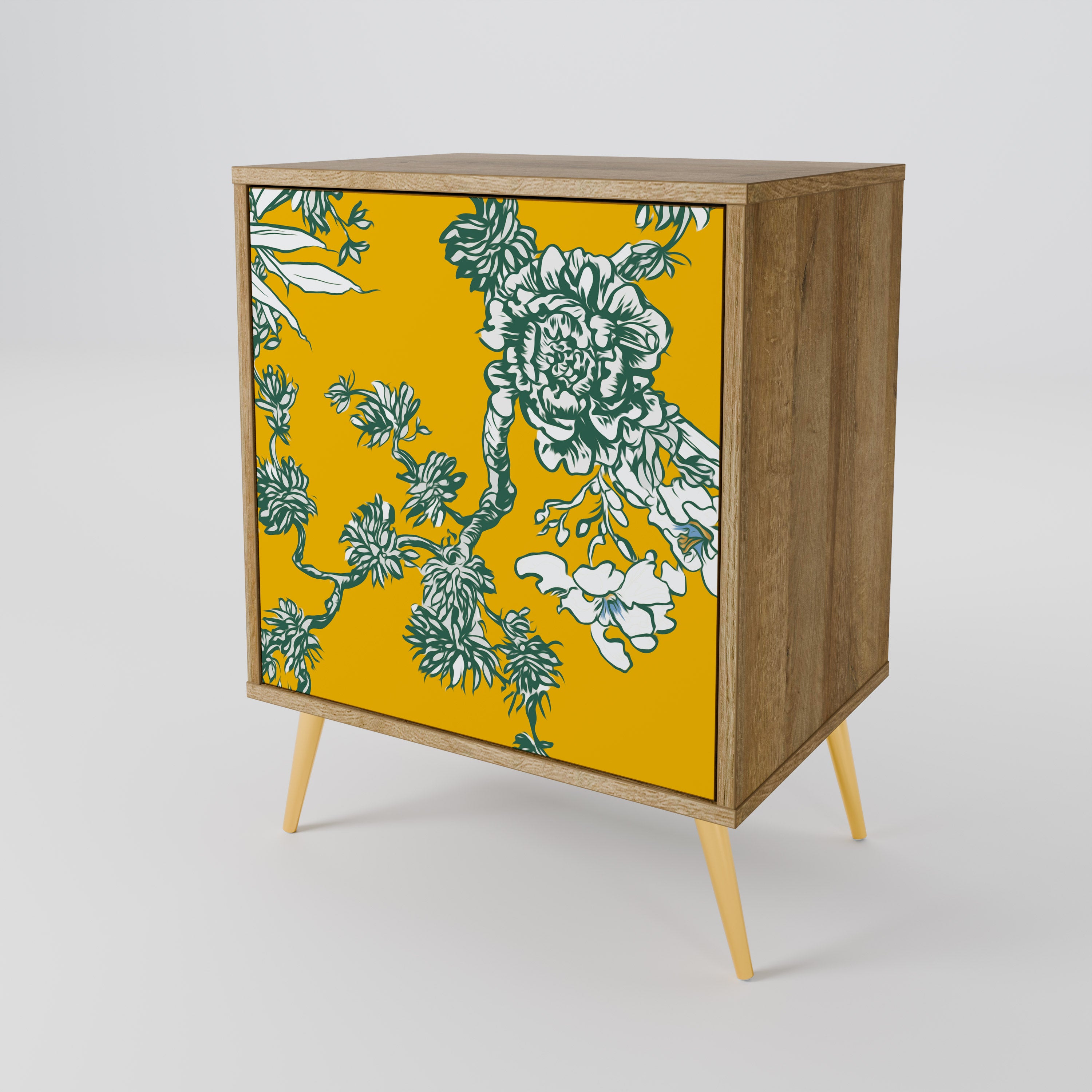 YELLOW CHINOISERIE 1-Door Sideboard