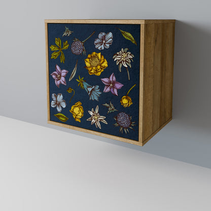 FLOWERS ON NAVY BLUE Jednodveřová komoda