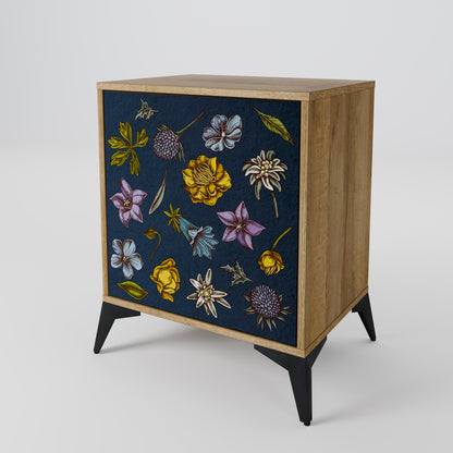 FLOWERS ON NAVY BLUE Jednodveřová komoda