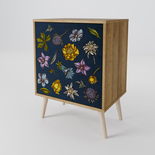 FLOWERS ON NAVY BLUE Jednodveřová komoda
