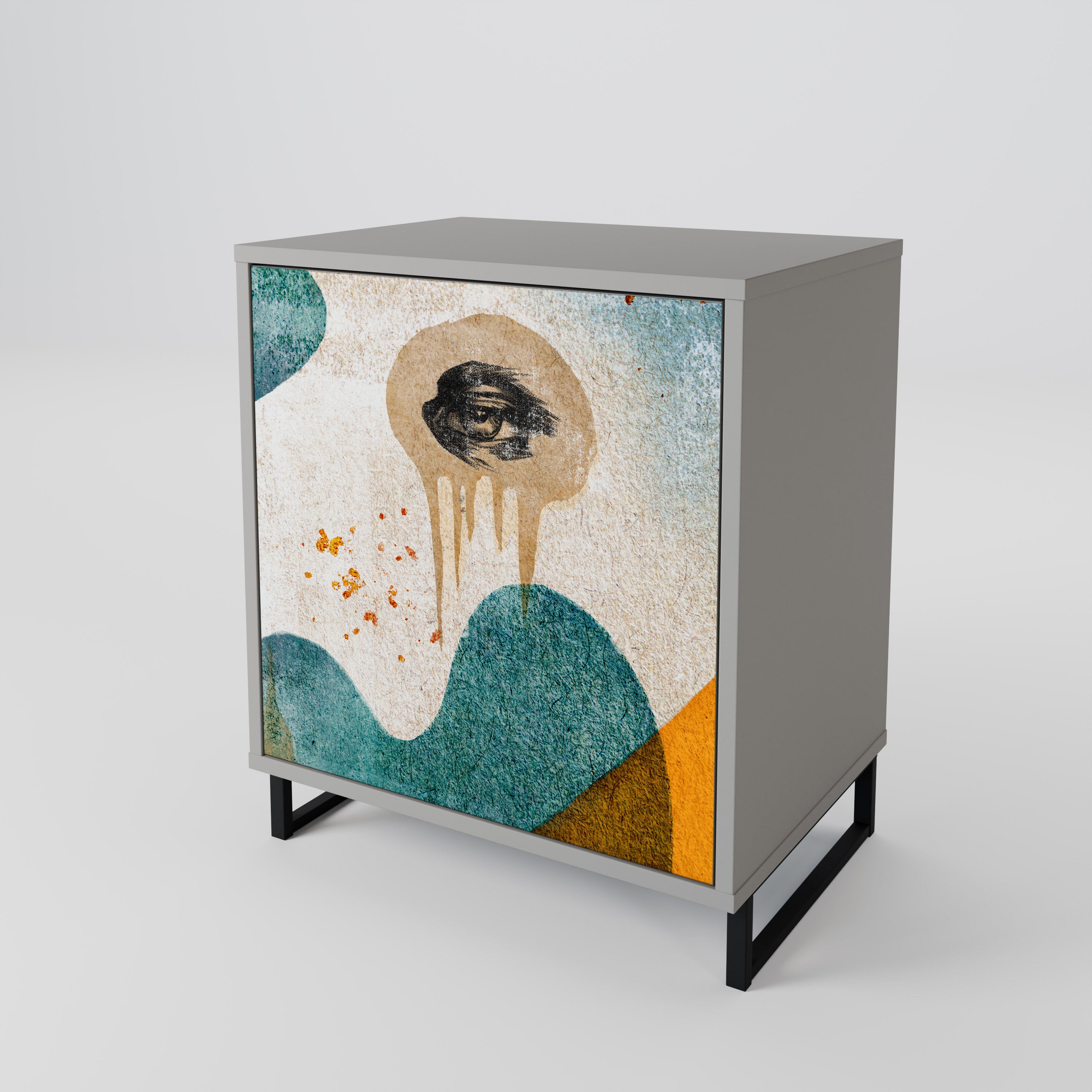 ABSTRACT FACES 1-Door Sideboard