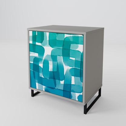 TURQUOISE RECTANGLES Jednodveřová komoda