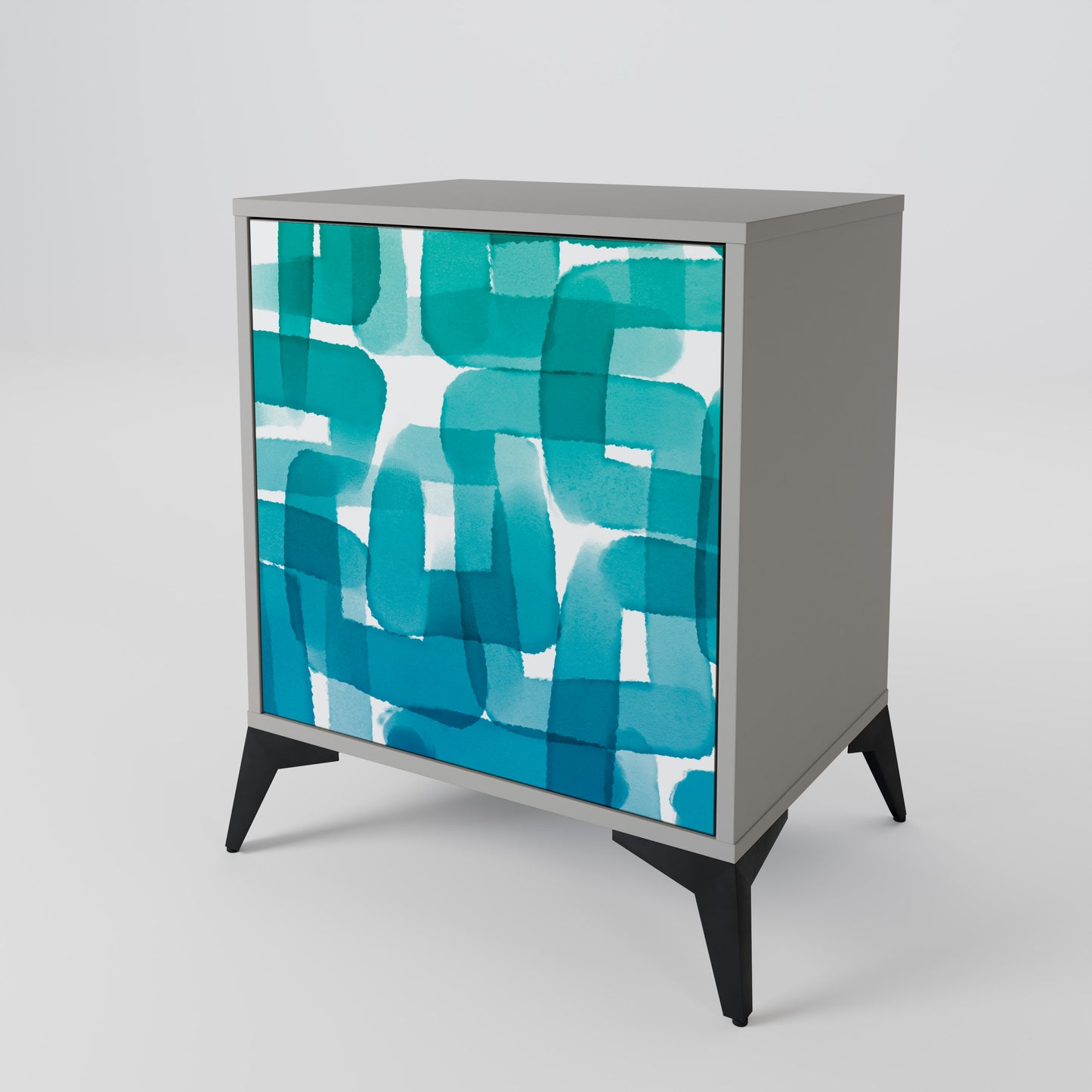 TURQUOISE RECTANGLES Jednodveřová komoda