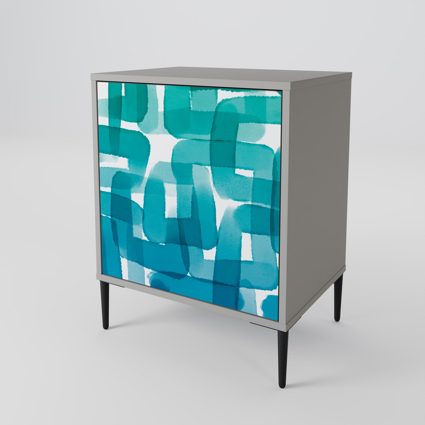 TURQUOISE RECTANGLES Jednodveřová komoda