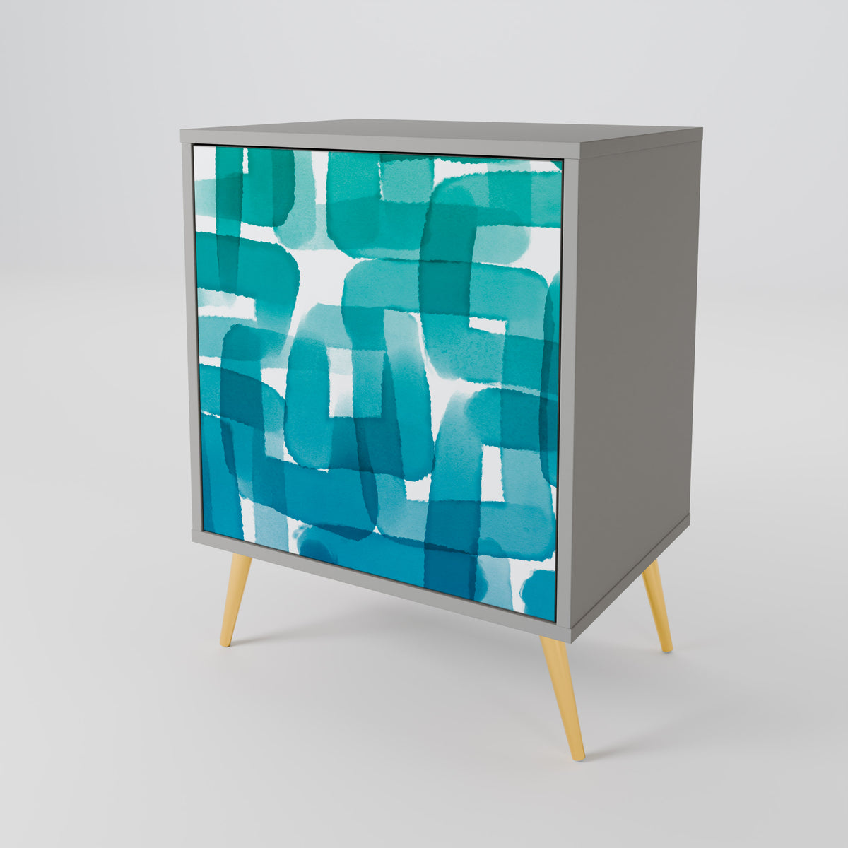 TURQUOISE RECTANGLES Jednodveřová komoda