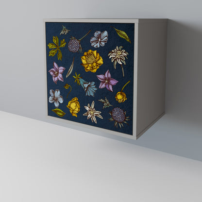 FLOWERS ON NAVY BLUE Jednodveřová komoda