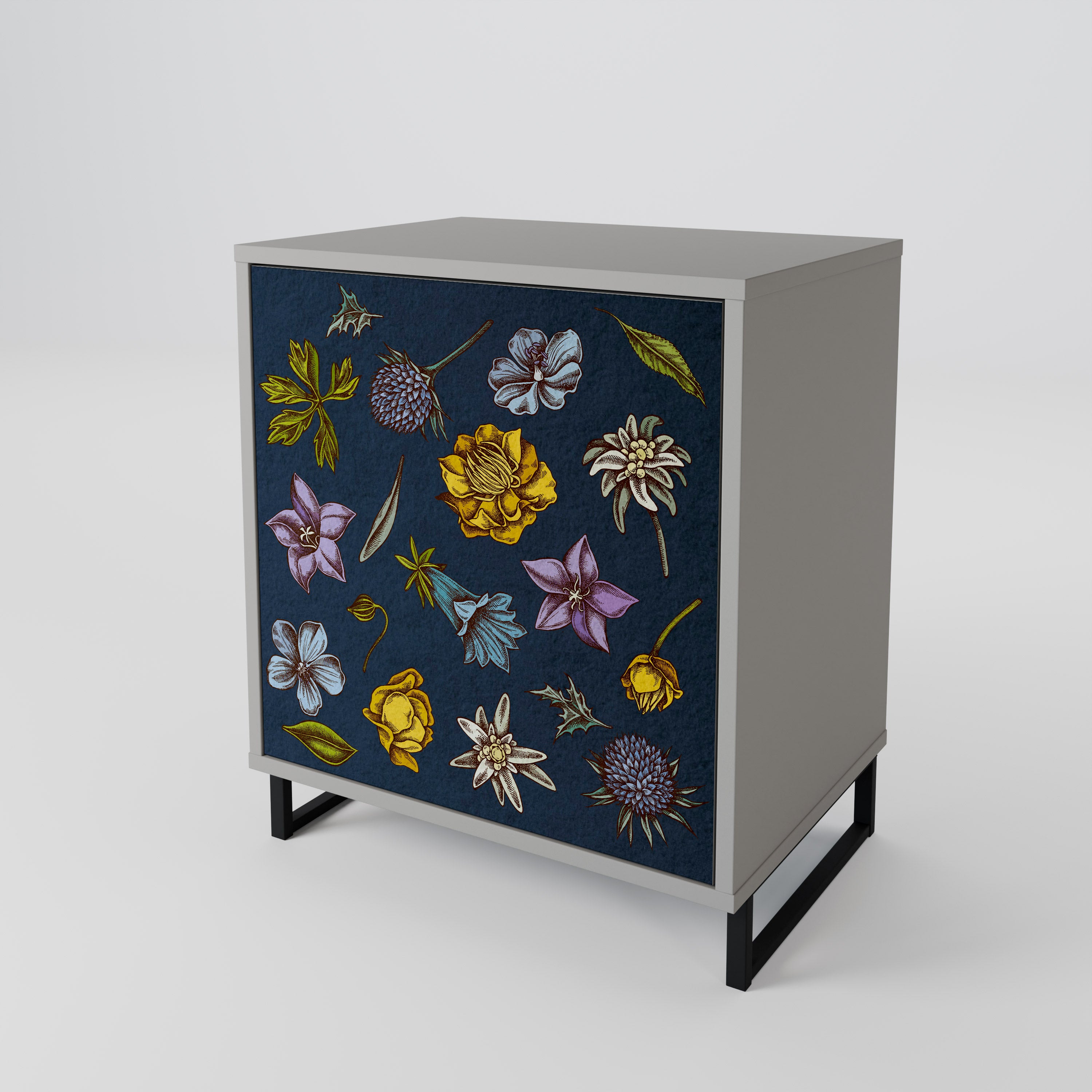 FLOWERS ON NAVY BLUE 1-Door Sideboard