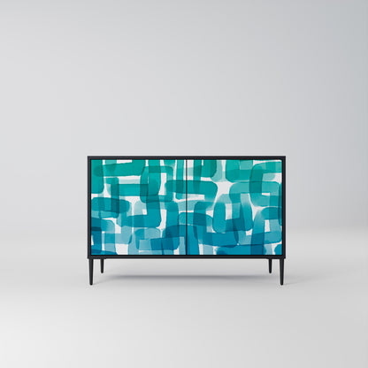 TURQUOISE RECTANGLES Dvoudveřová komoda