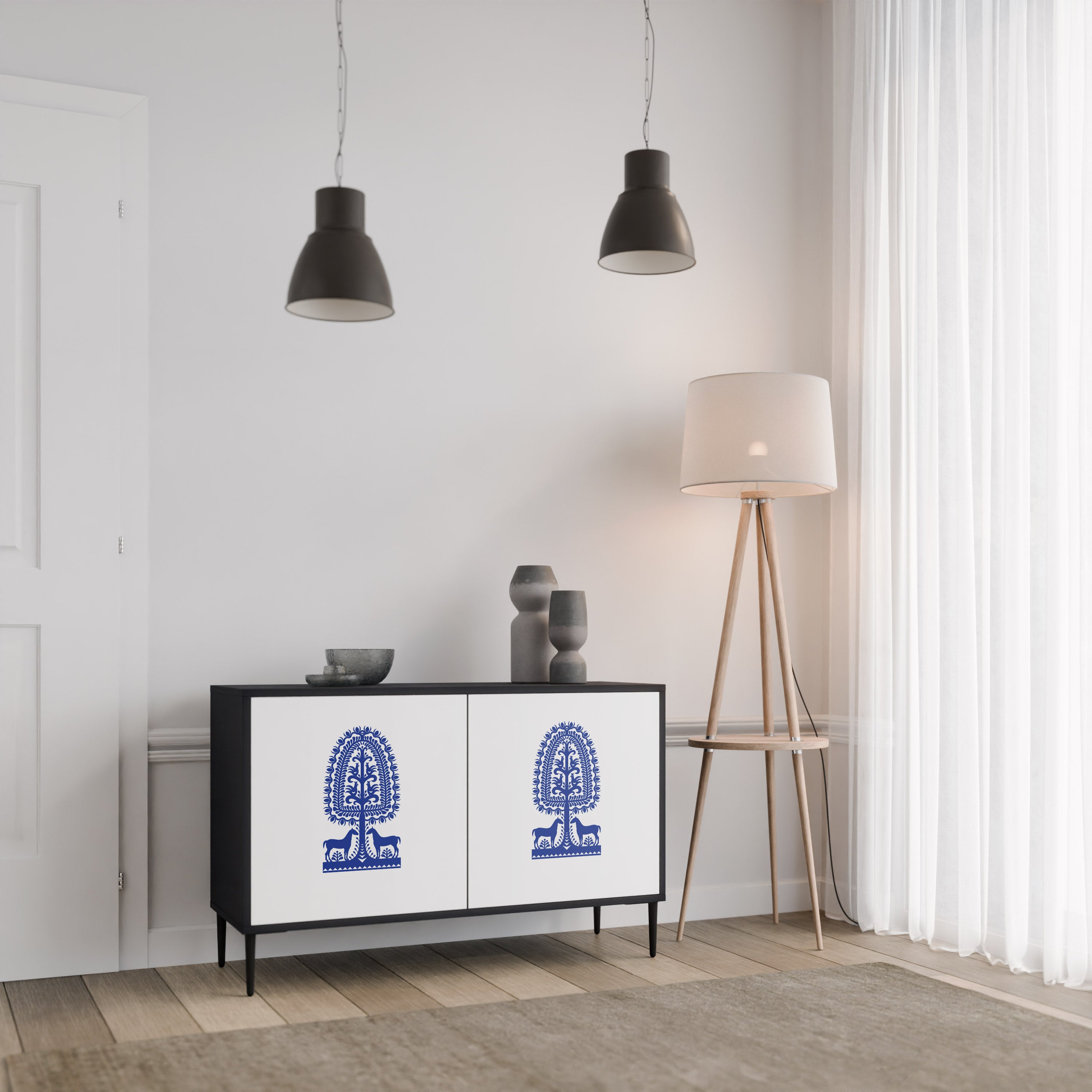 POLISH FOLK ART 2-Door Sideboard