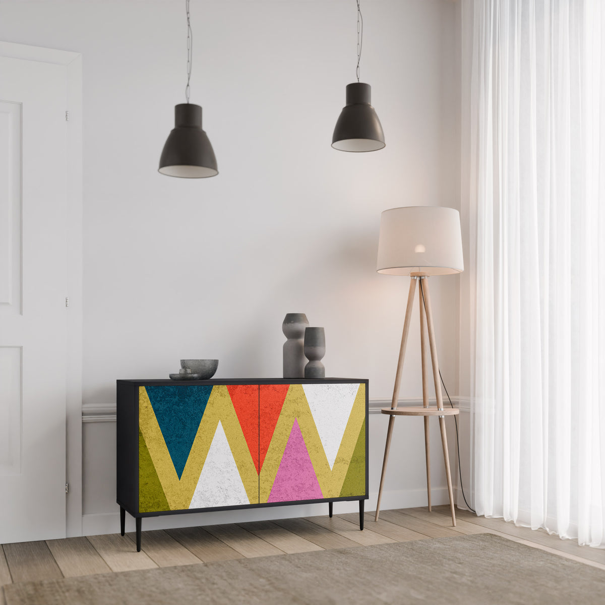 COLORFUL TRIANGLES Dvoudveřová komoda