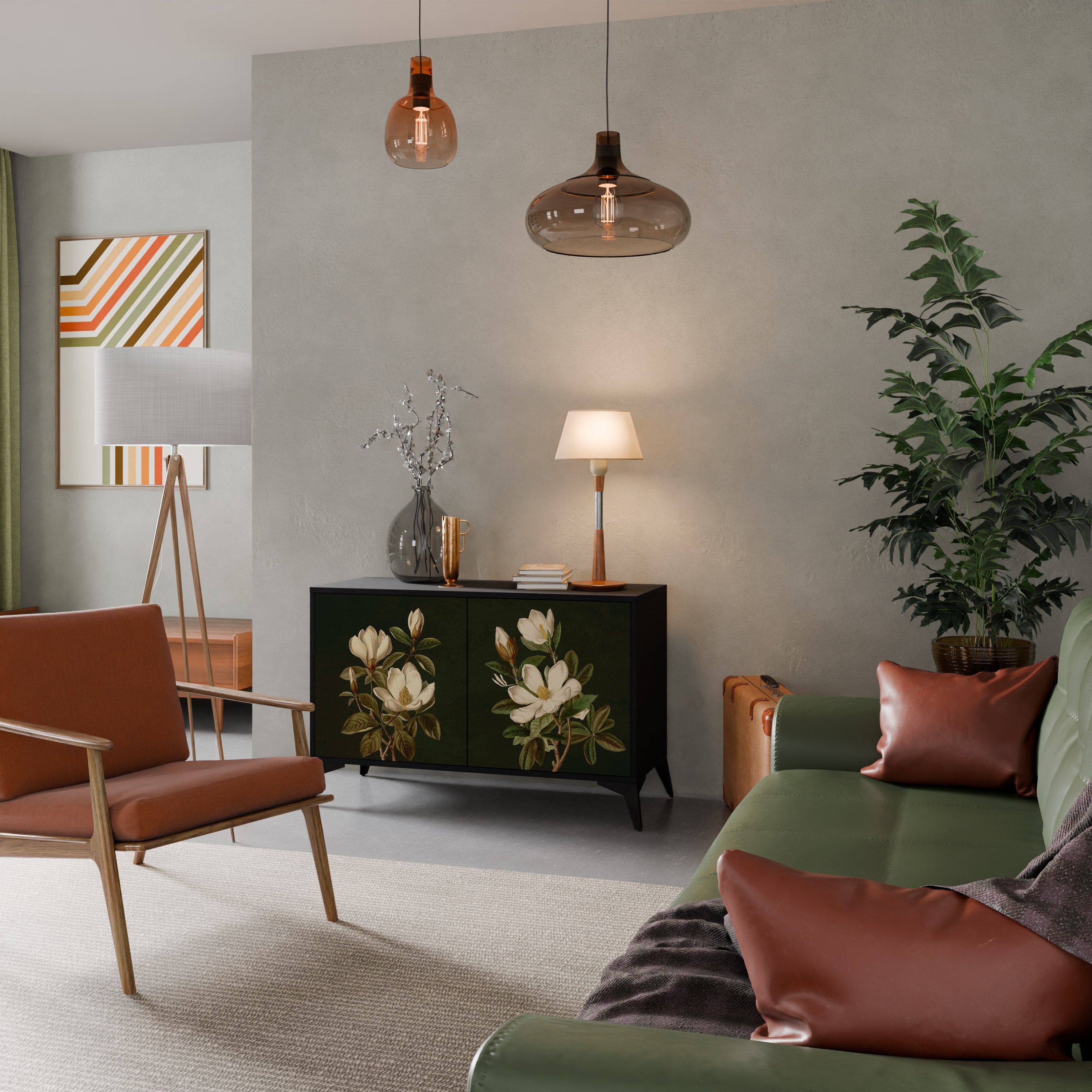 FLORAL NOIR Dvoudveřová komoda