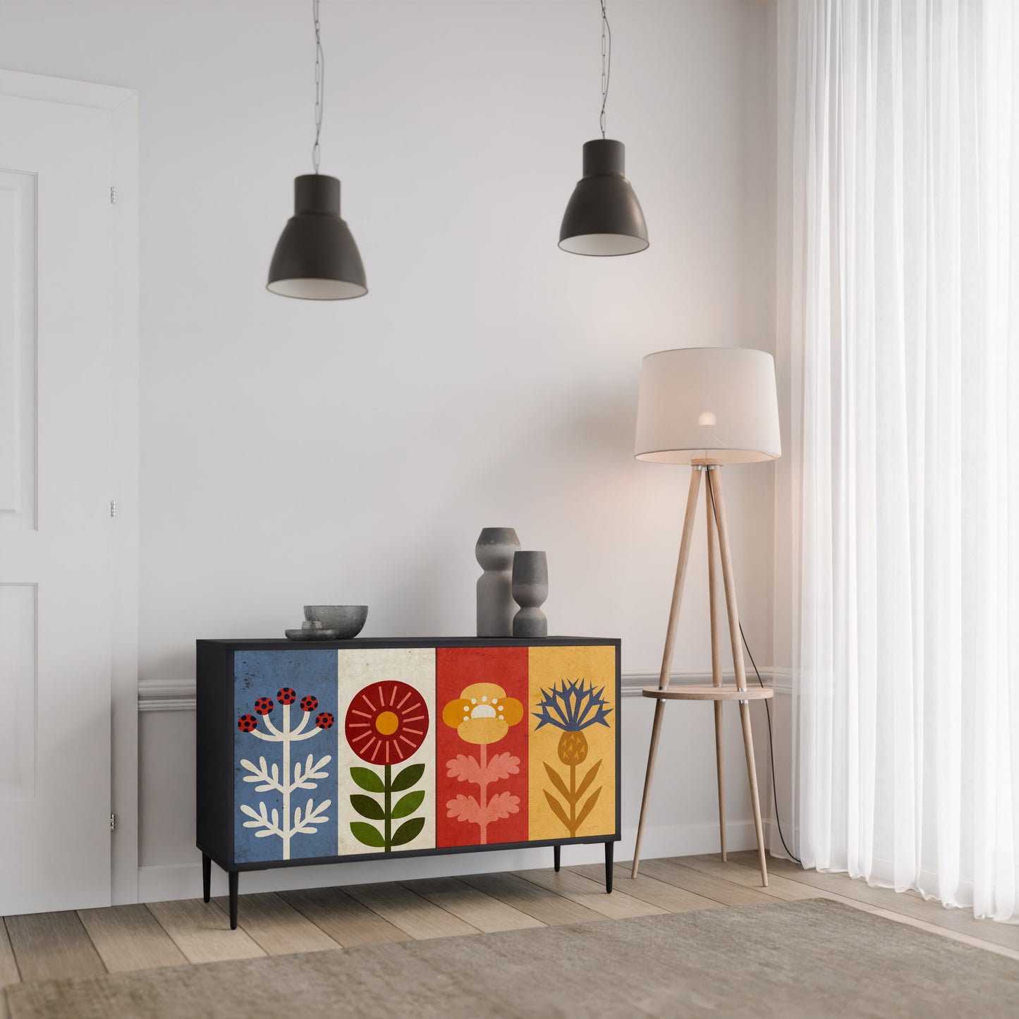 SCANDIC FLOWERET Dvoudveřová komoda