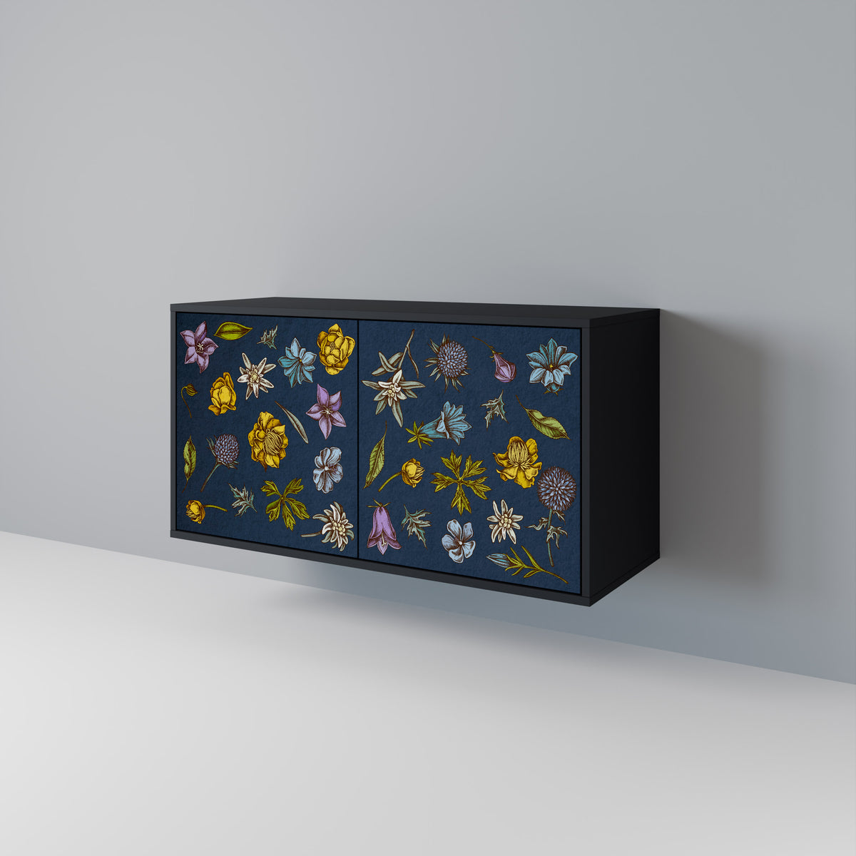 FLOWERS ON NAVY BLUE Dvoudveřová komoda