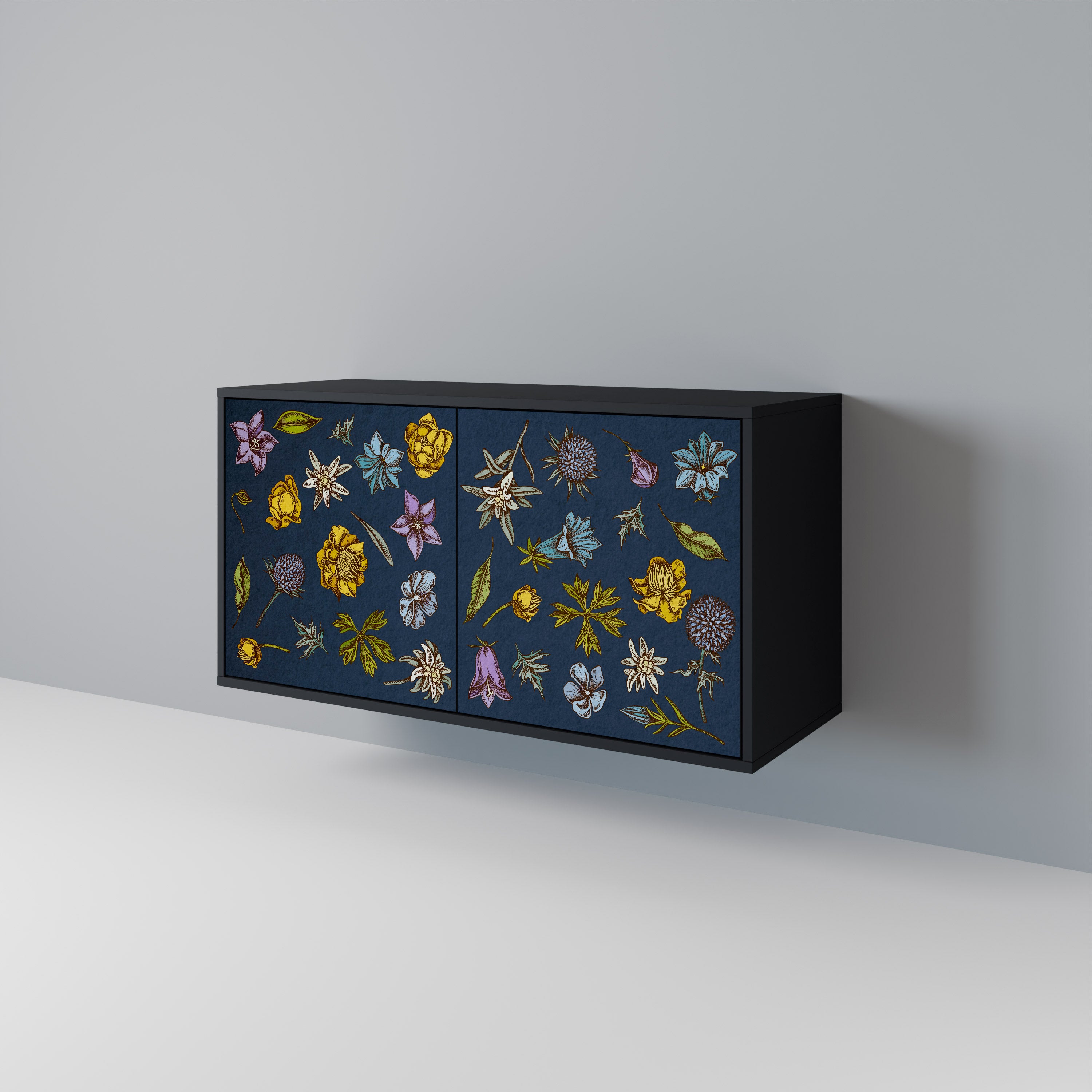 FLOWERS ON NAVY BLUE 2-Door Sideboard