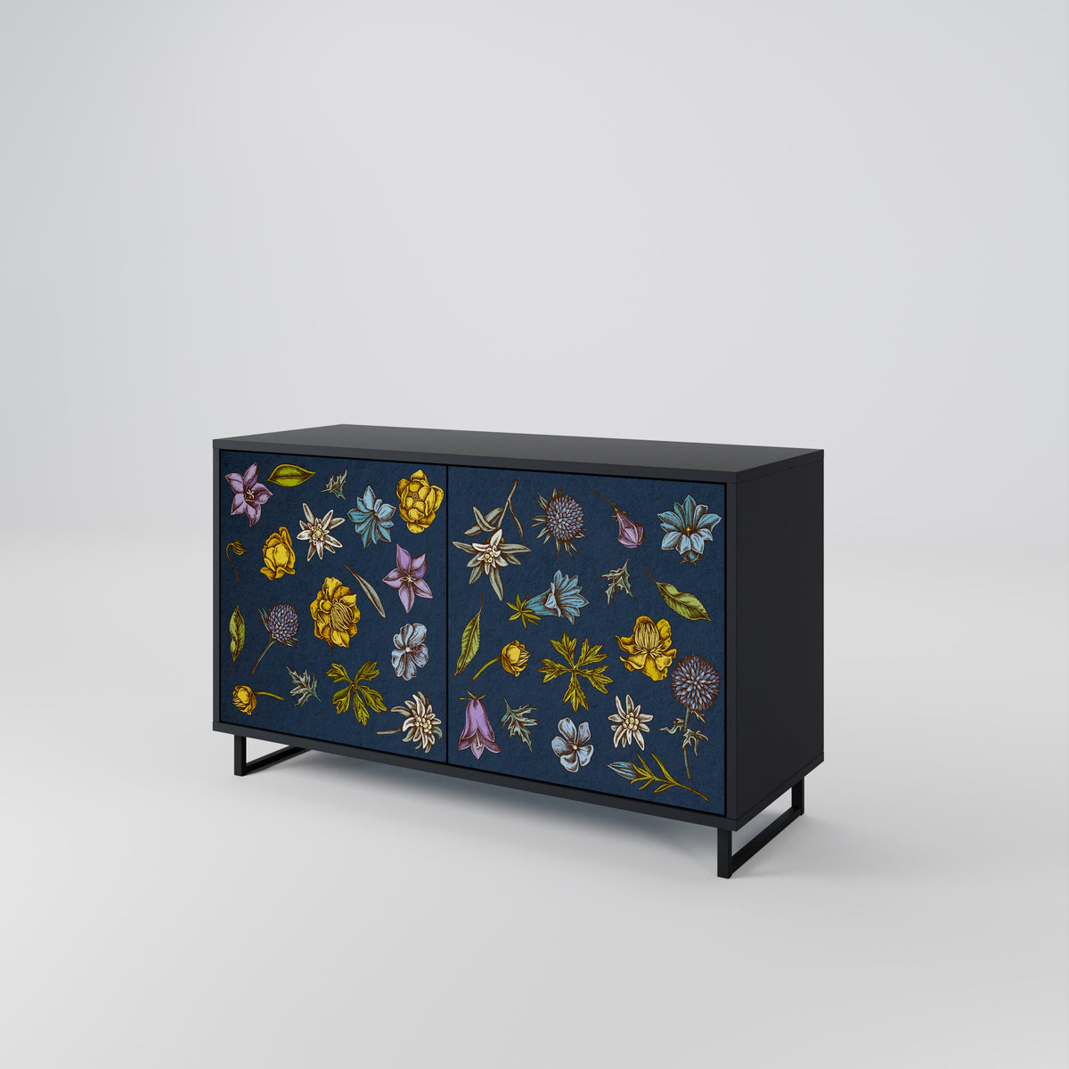 FLOWERS ON NAVY BLUE Dvoudveřová komoda
