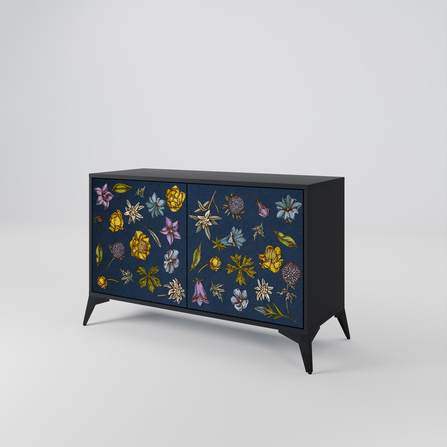 FLOWERS ON NAVY BLUE Dvoudveřová komoda