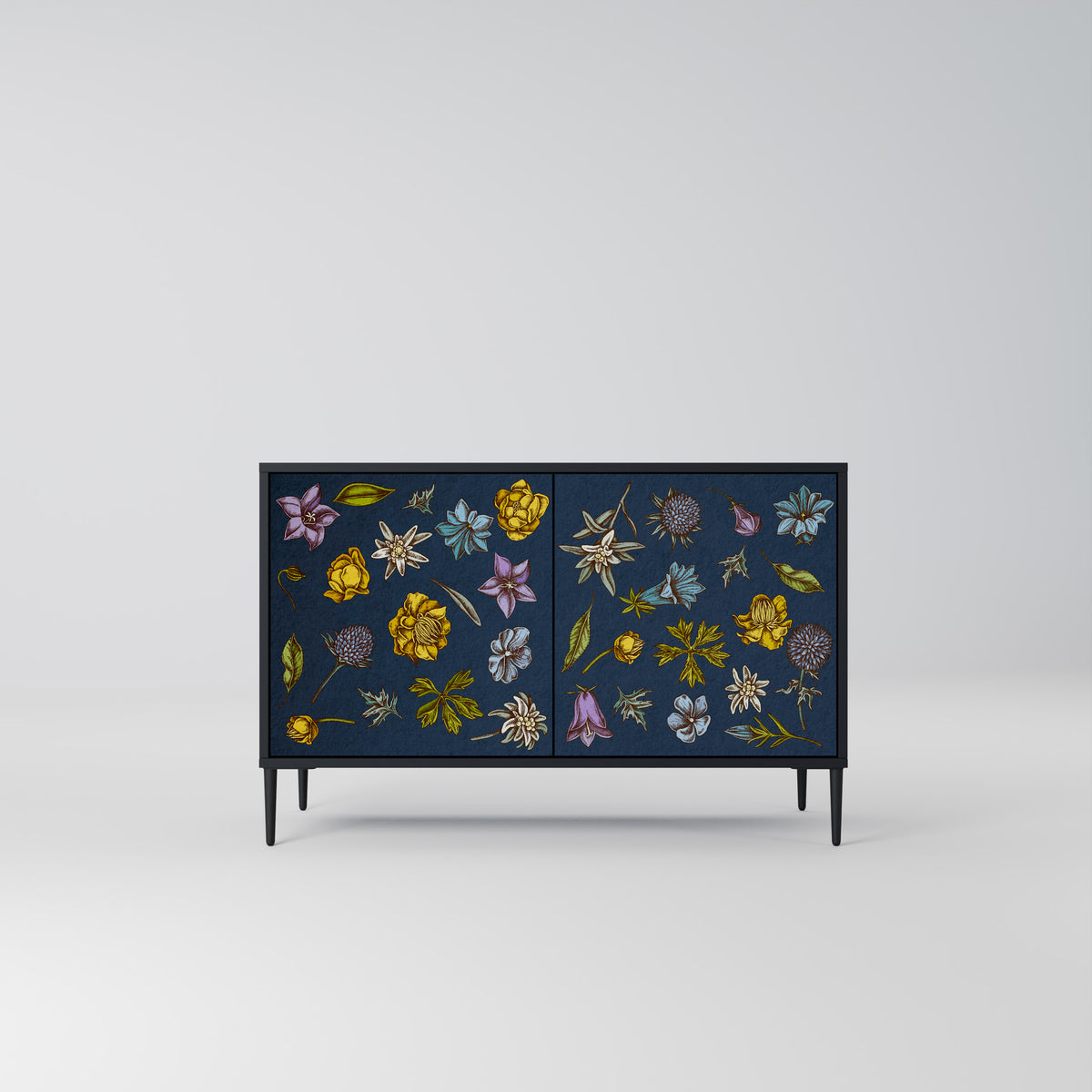 FLOWERS ON NAVY BLUE Dvoudveřová komoda