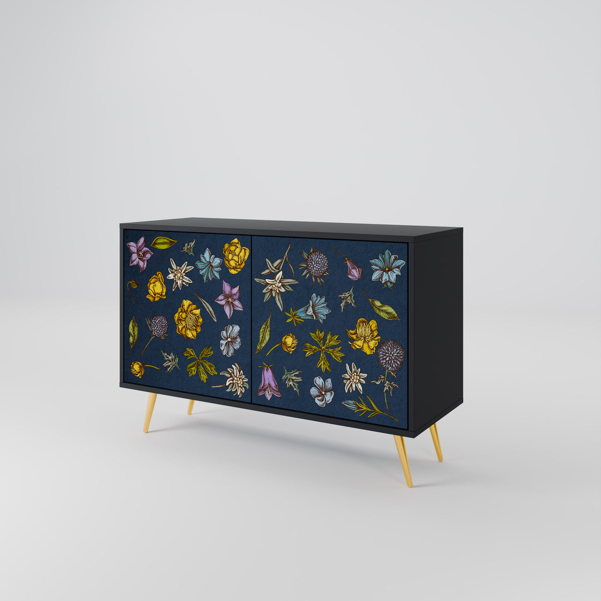 FLOWERS ON NAVY BLUE Dvoudveřová komoda