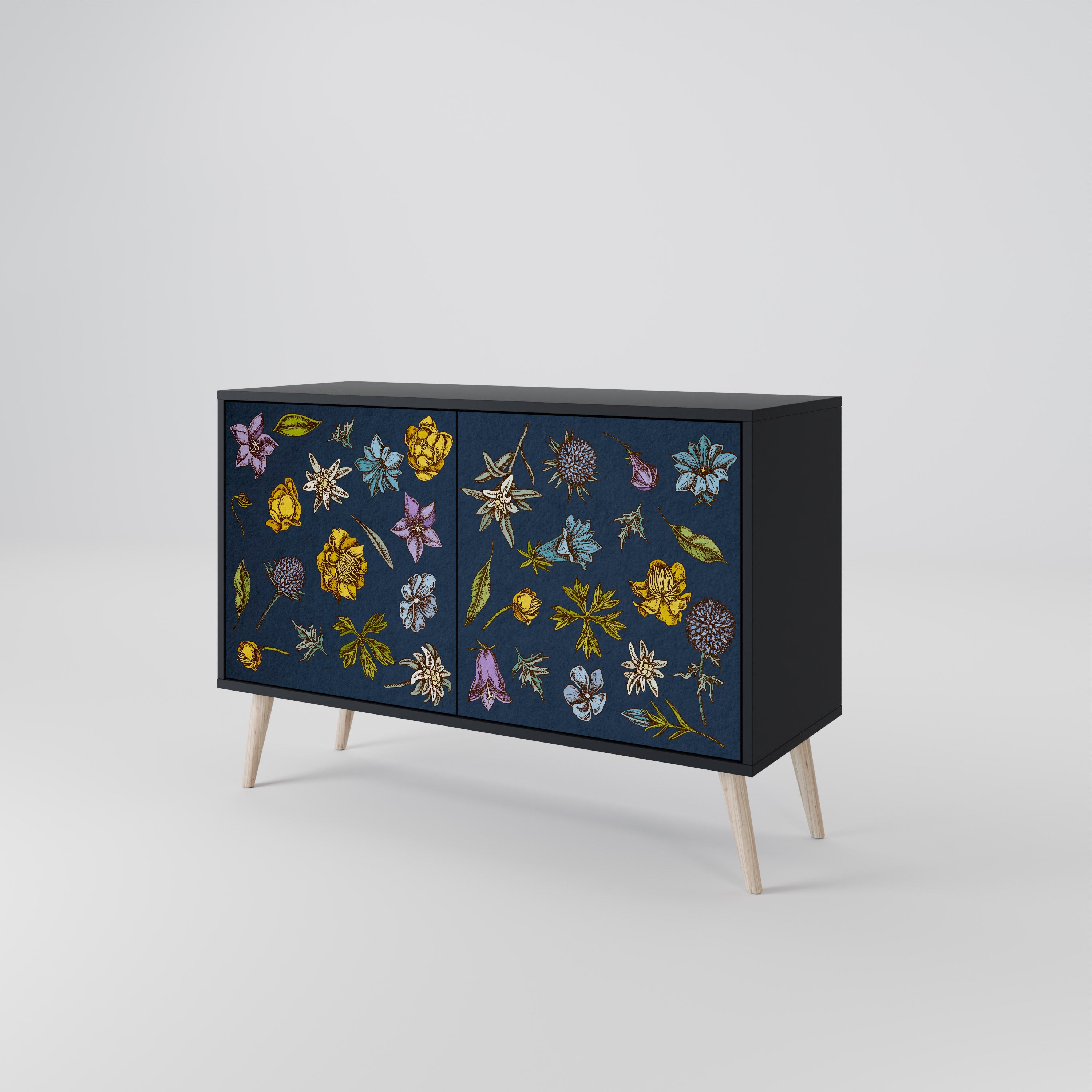 FLOWERS ON NAVY BLUE 2-Door Sideboard