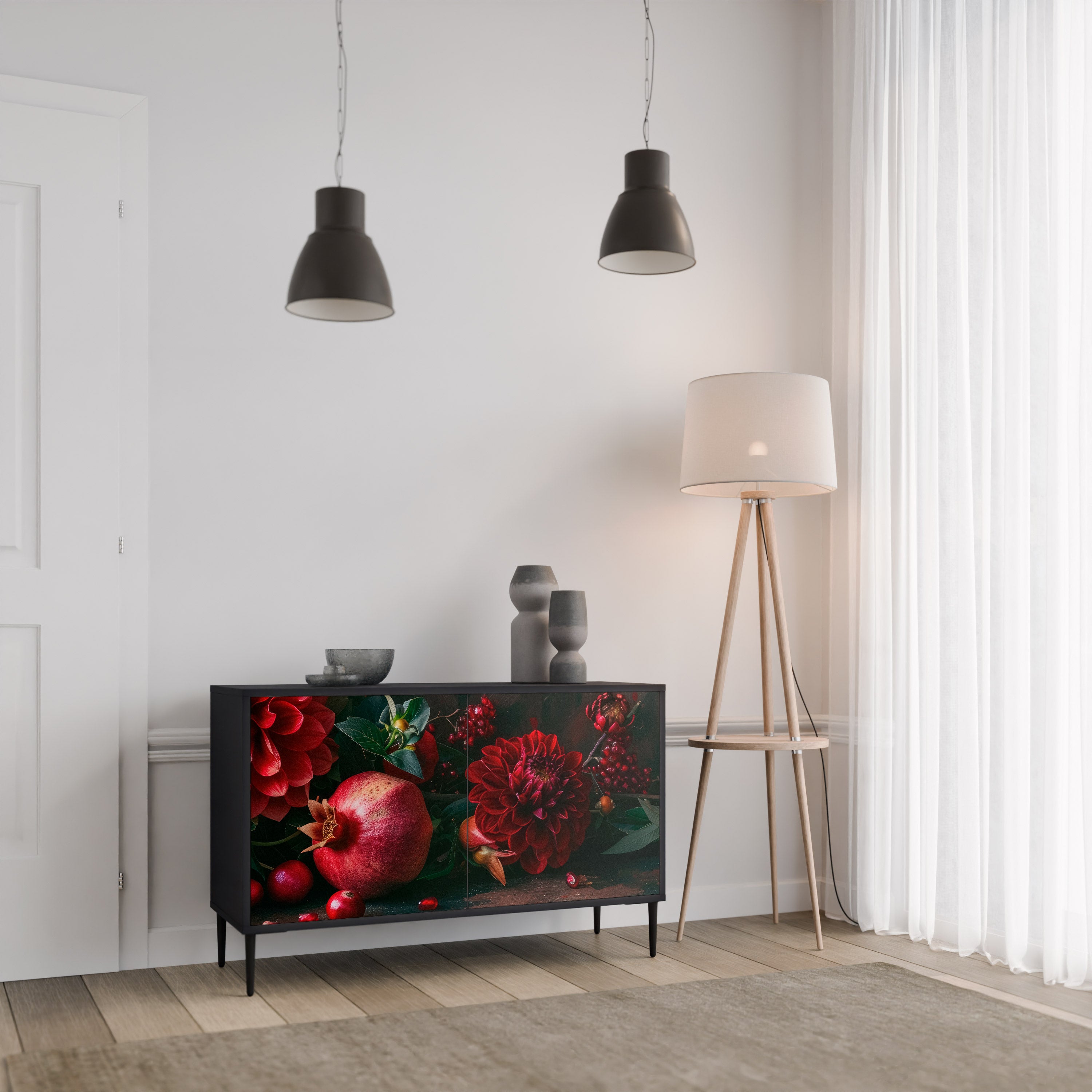 DAHLIAS AND POMEGRANATES 2-Door Sideboard