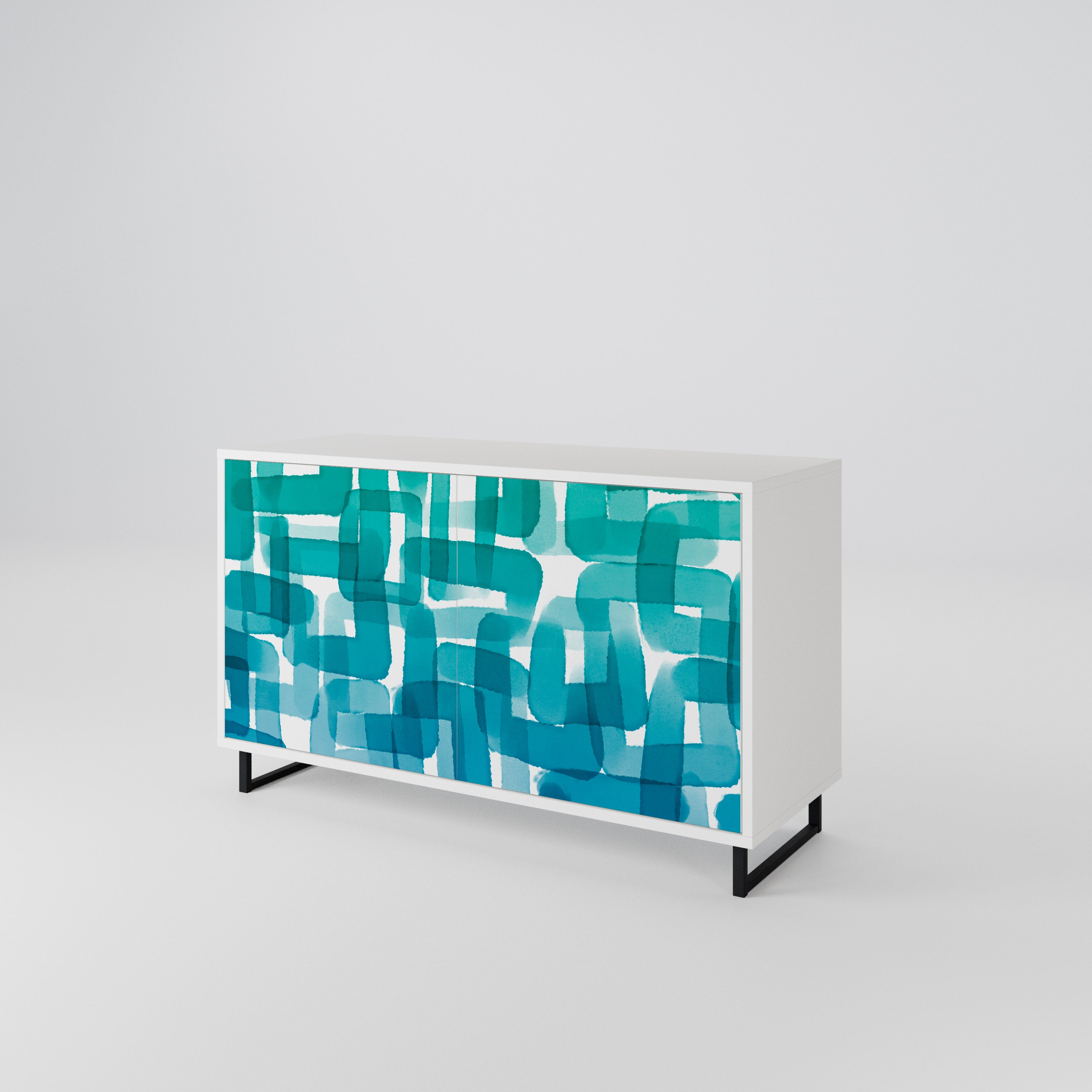 TURQUOISE RECTANGLES Dvoudveřová komoda