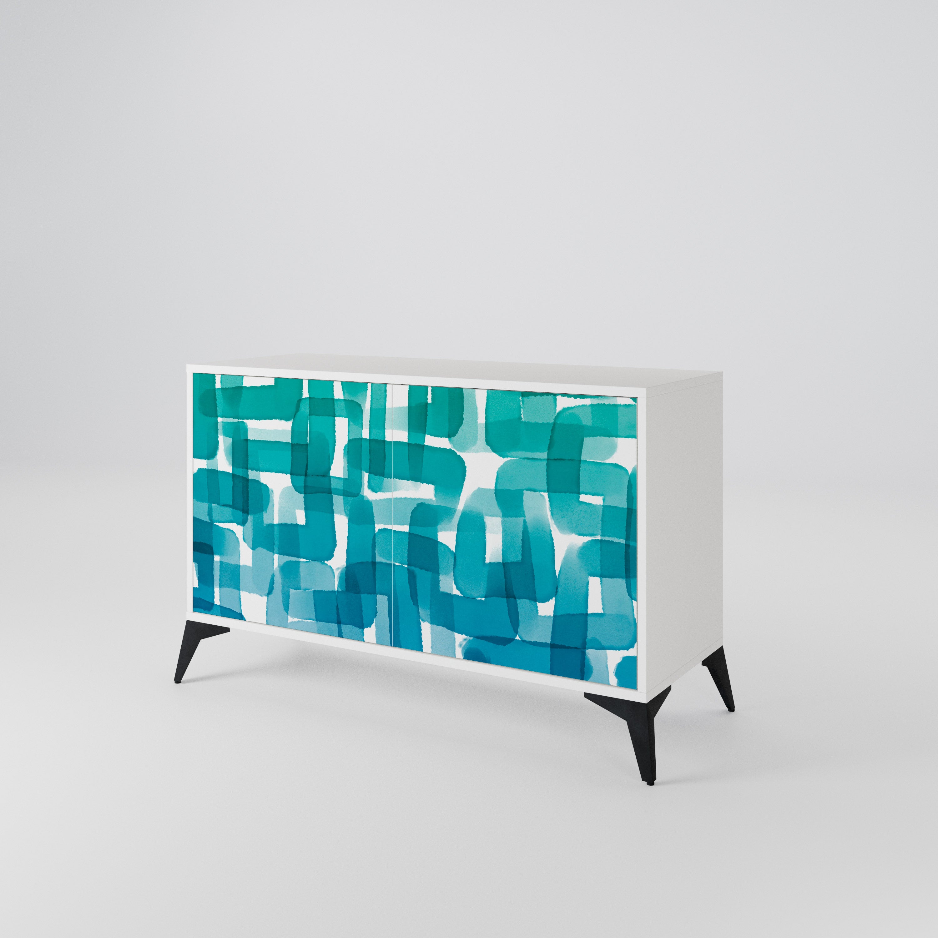 TURQUOISE RECTANGLES Dvoudveřová komoda