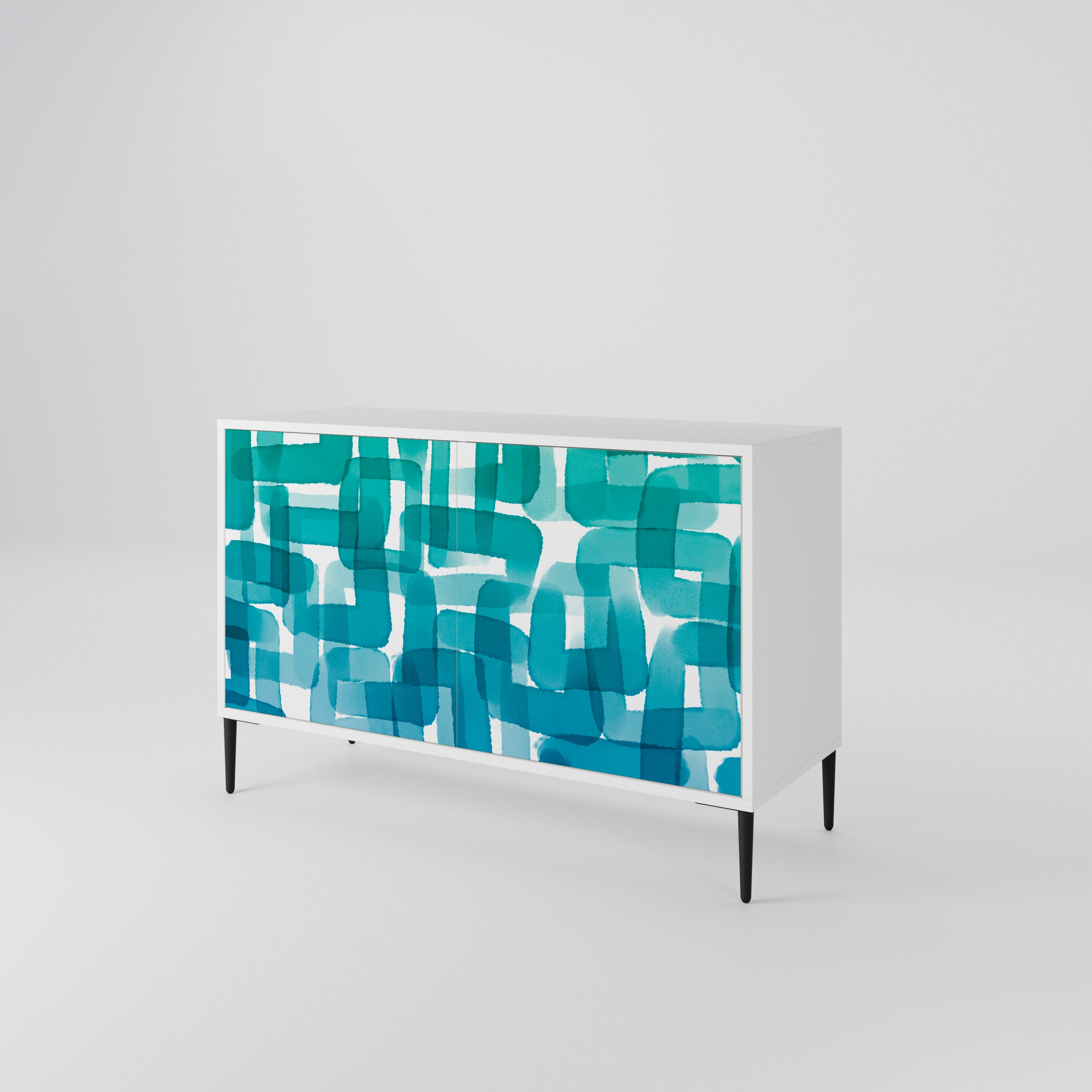TURQUOISE RECTANGLES Dvoudveřová komoda