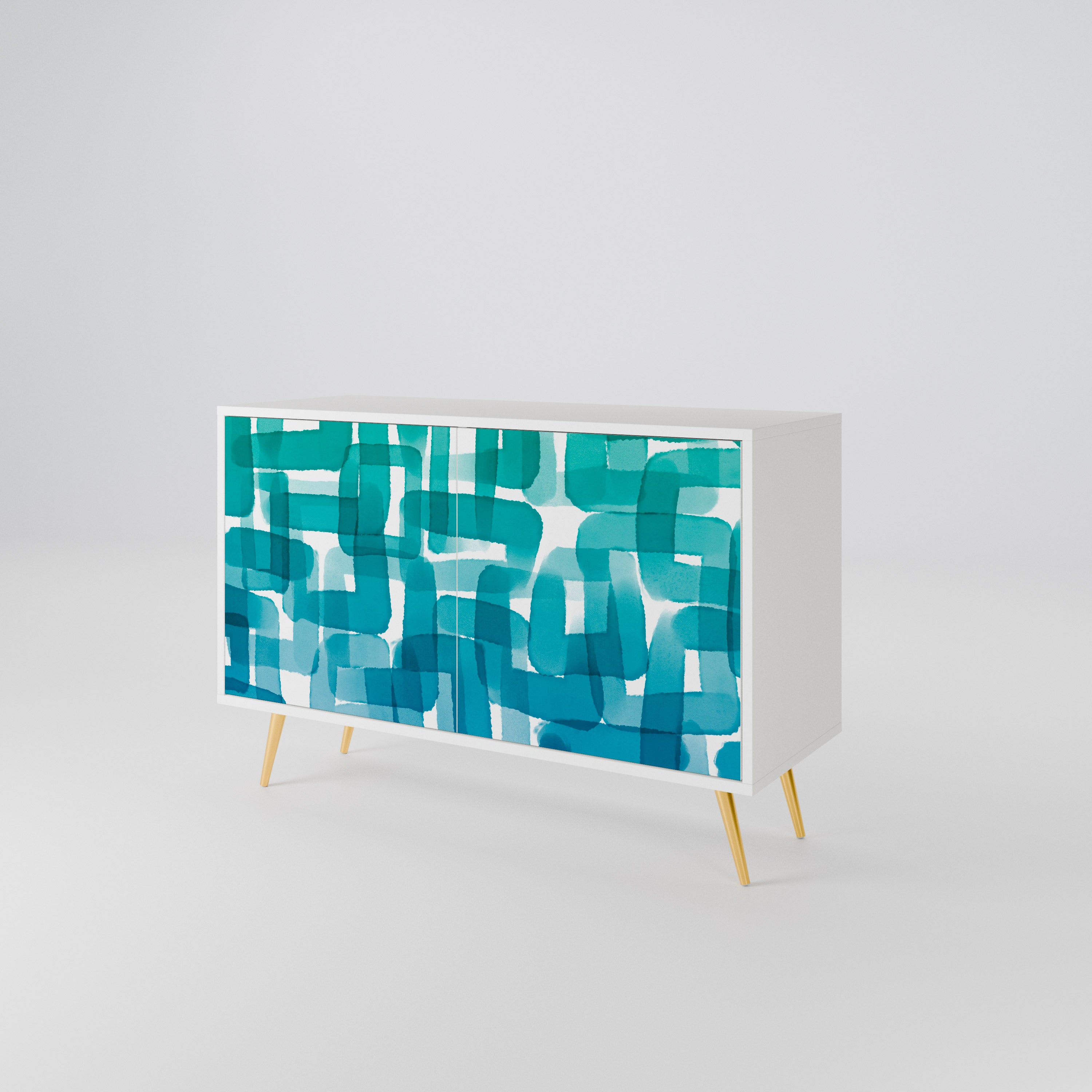 TURQUOISE RECTANGLES Dvoudveřová komoda