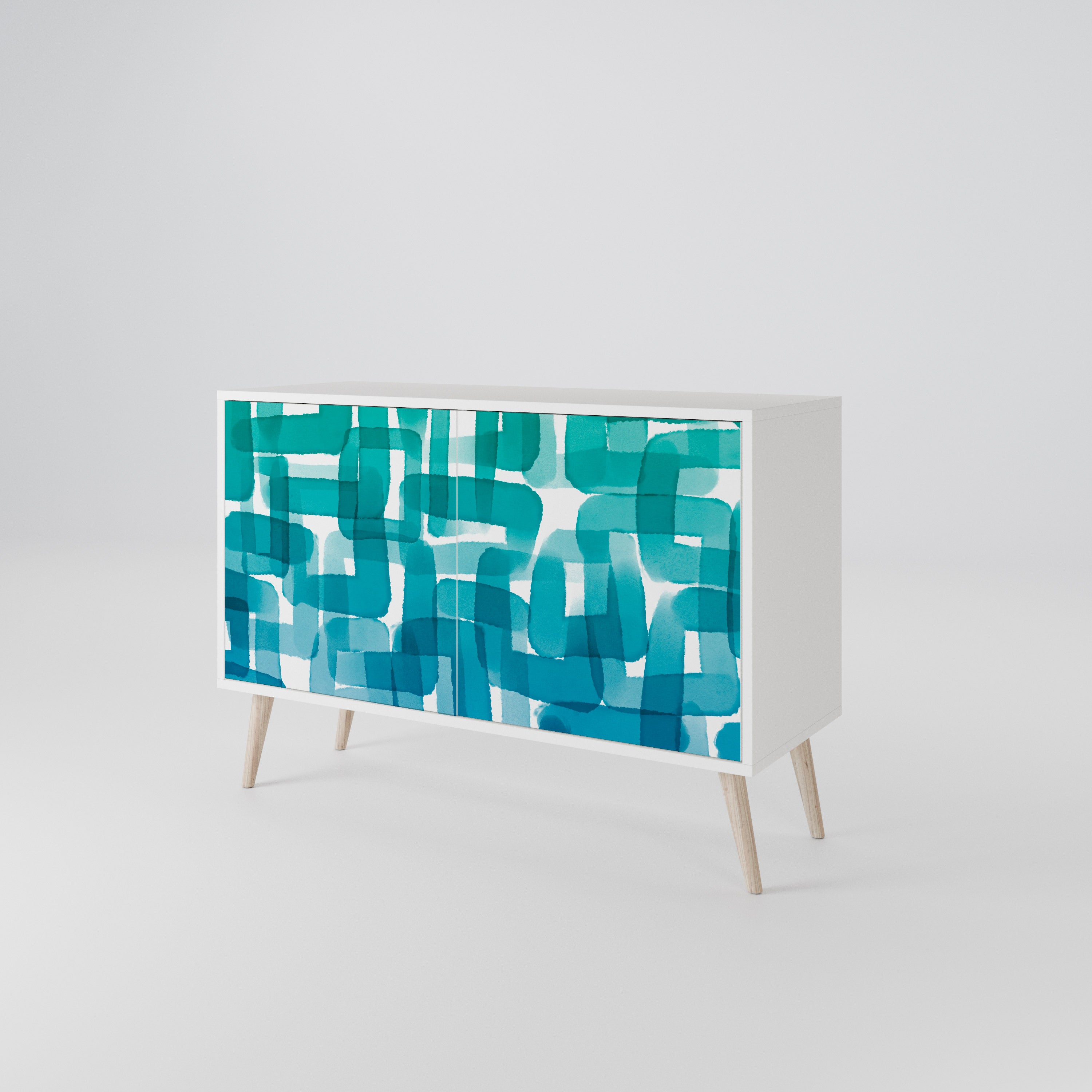 TURQUOISE RECTANGLES Dvoudveřová komoda