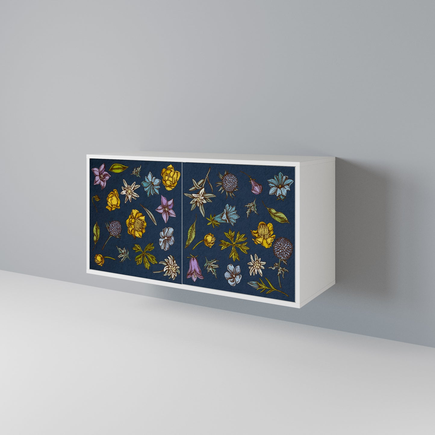 FLOWERS ON NAVY BLUE Dvoudveřová komoda