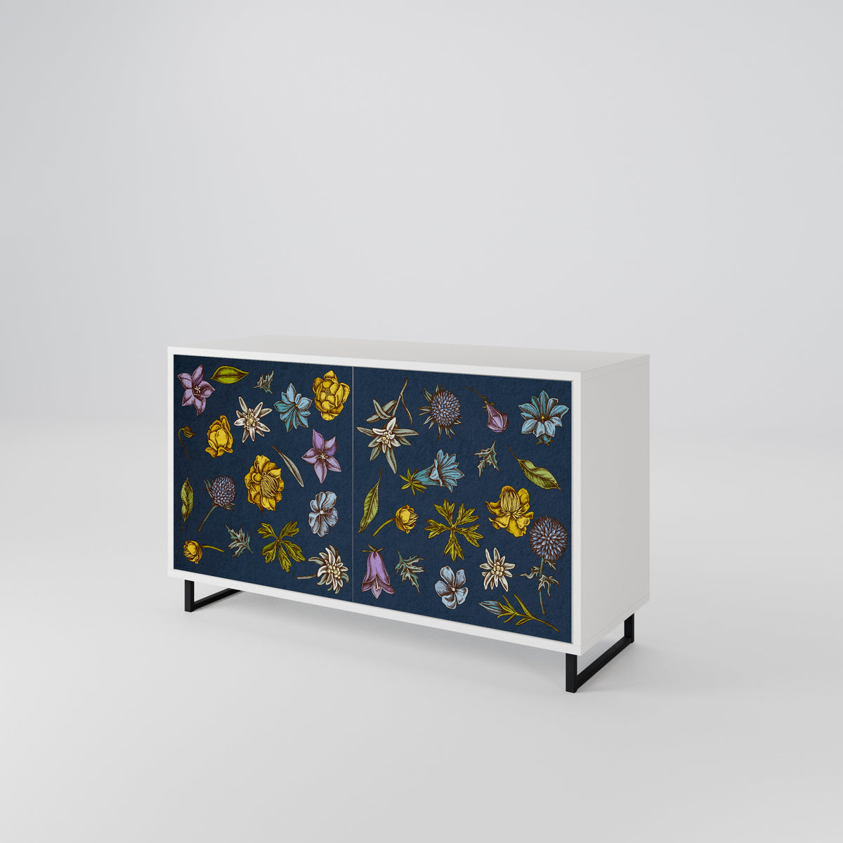 FLOWERS ON NAVY BLUE Dvoudveřová komoda