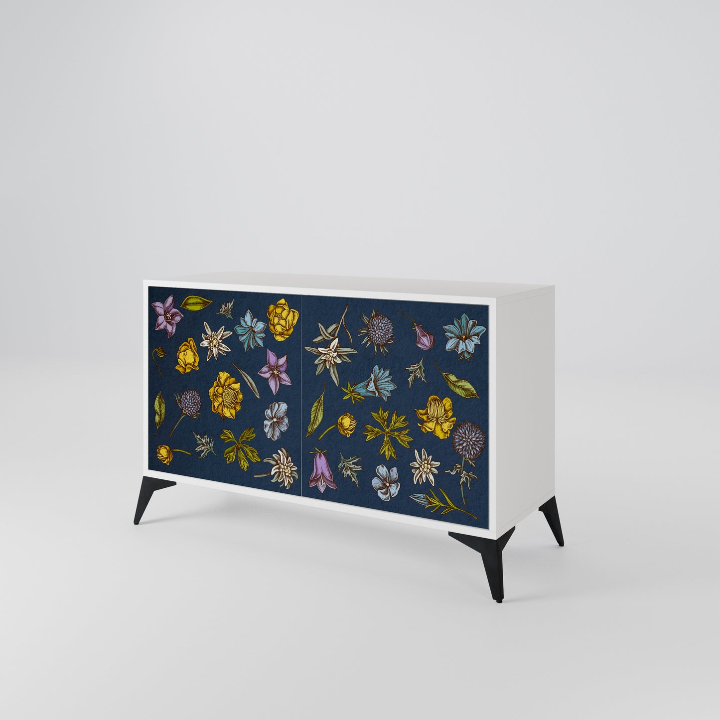 FLOWERS ON NAVY BLUE Dvoudveřová komoda