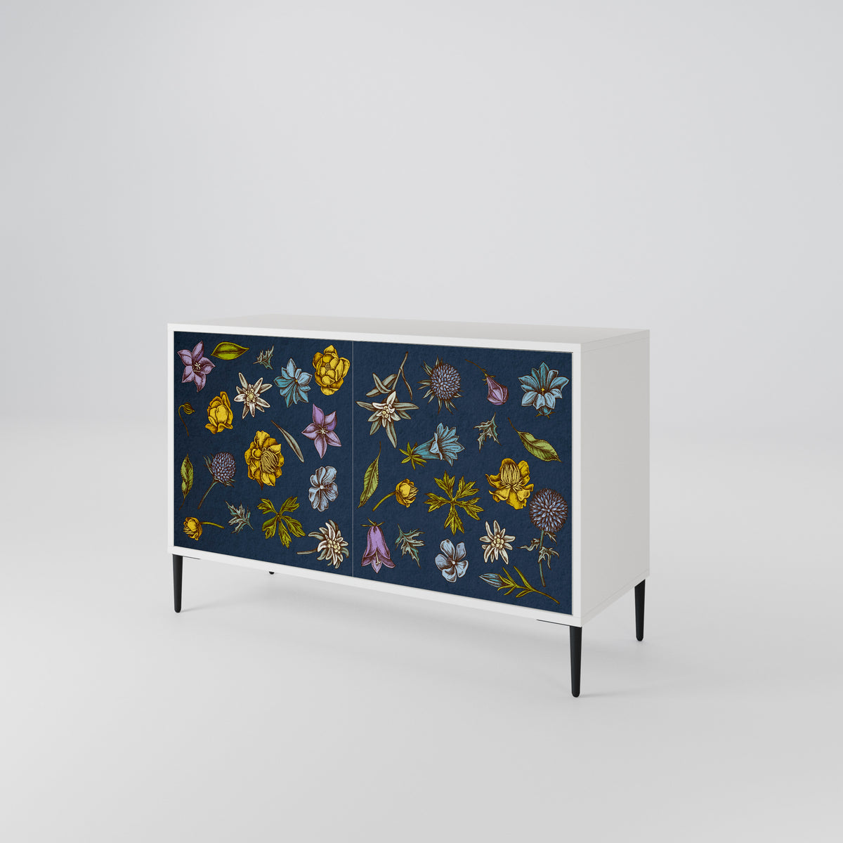 FLOWERS ON NAVY BLUE Dvoudveřová komoda